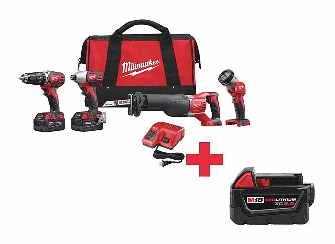 Cordless Combination Kit, 4 Tools, 18V DC