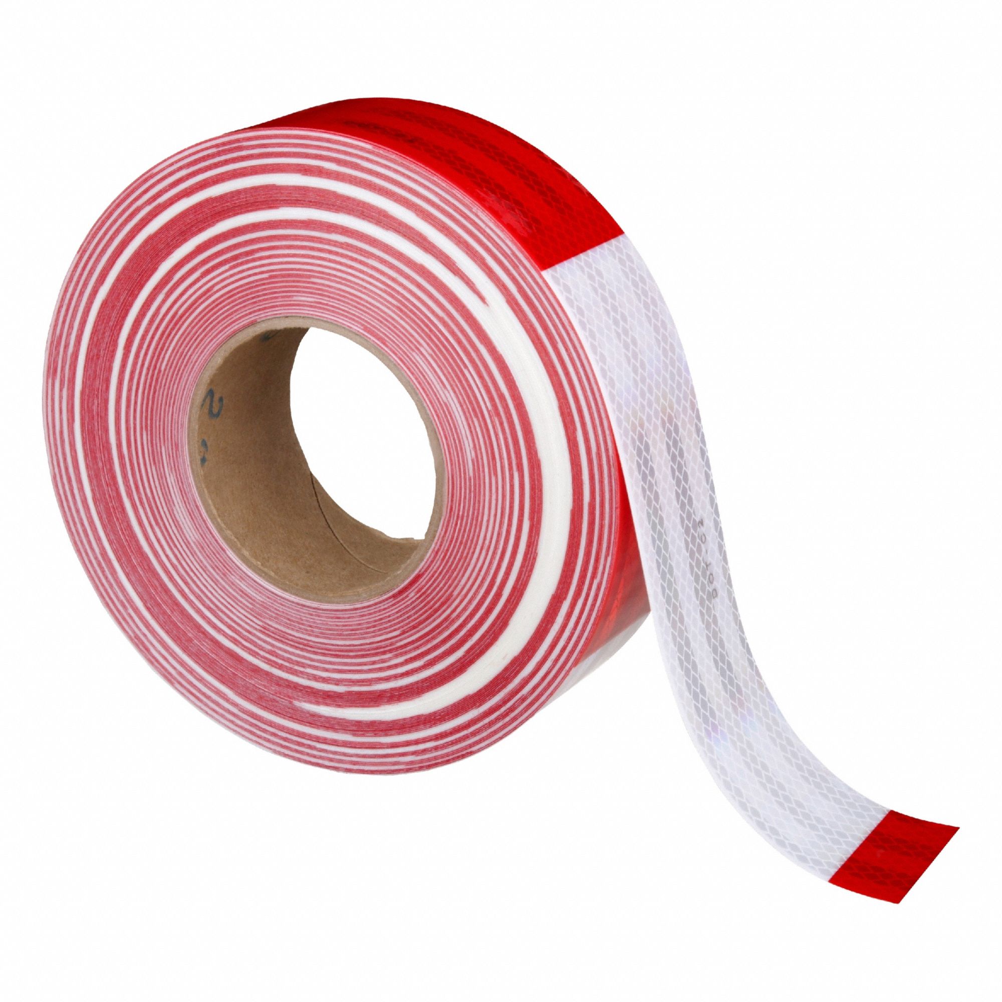 Premium Grade Reflective Tape: Marking/Trailers, Red/White, 2 in Wd, 50 yd Lg, Acrylic