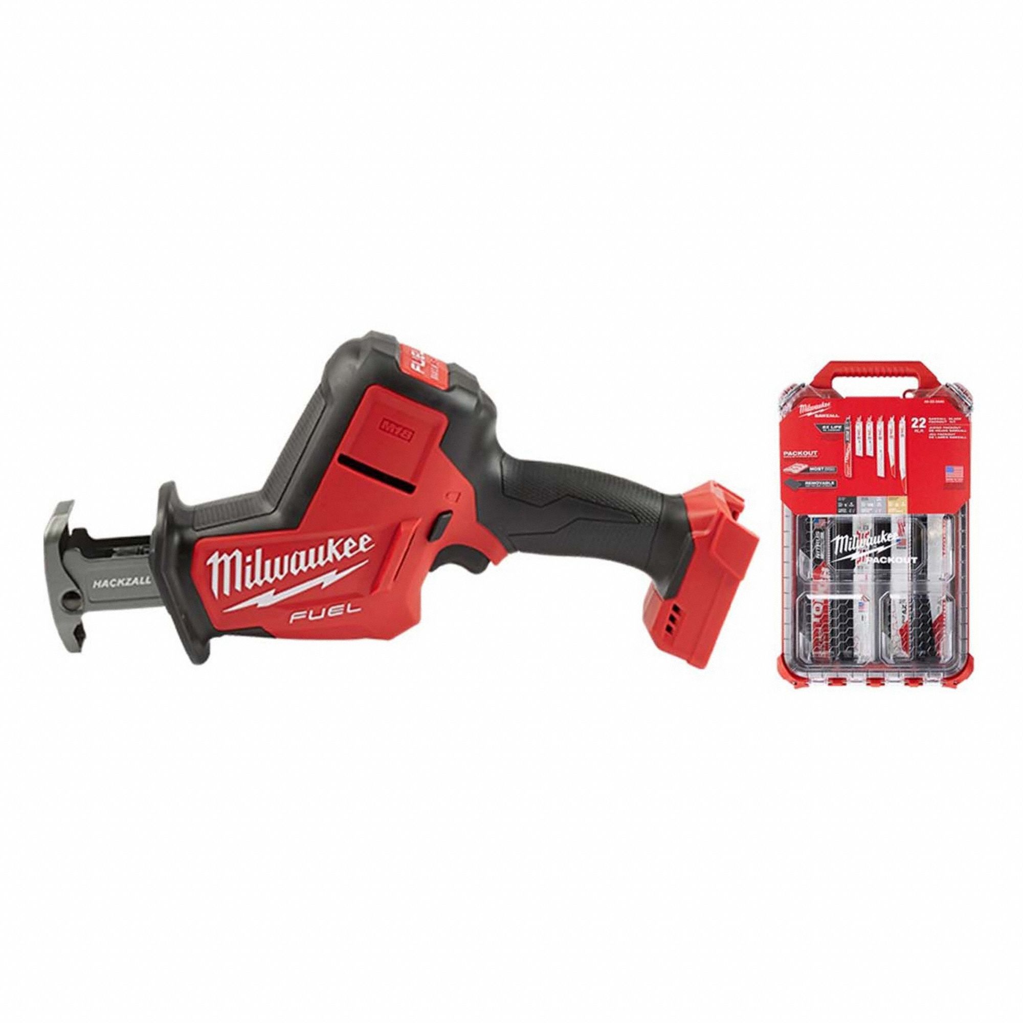 Reciprocating Saw Kit: Tool Only , 22pc Packout Blade Set, 7/8 in Stroke Lg, Straight