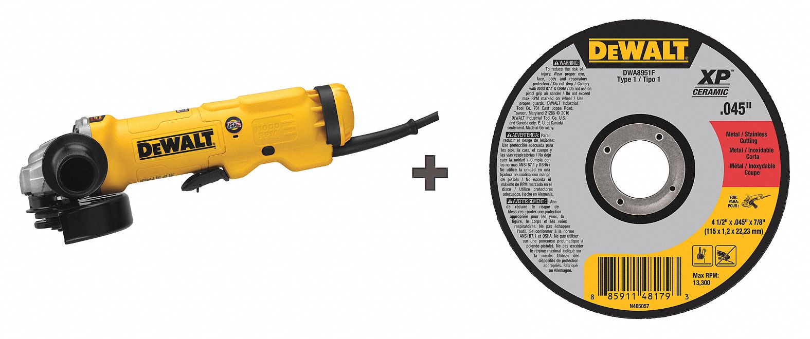 DEWALT Angle Grinder, w/ (25) Abrasive Wheels 271D86DWE43114