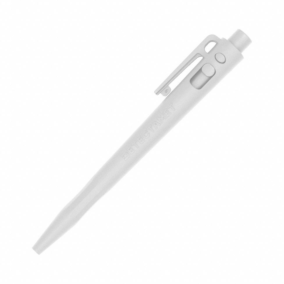 Pen: HD, 1 mm, Pocket Clip, White, Black, Ballpoint, Retractable, Polymer, 50 PK
