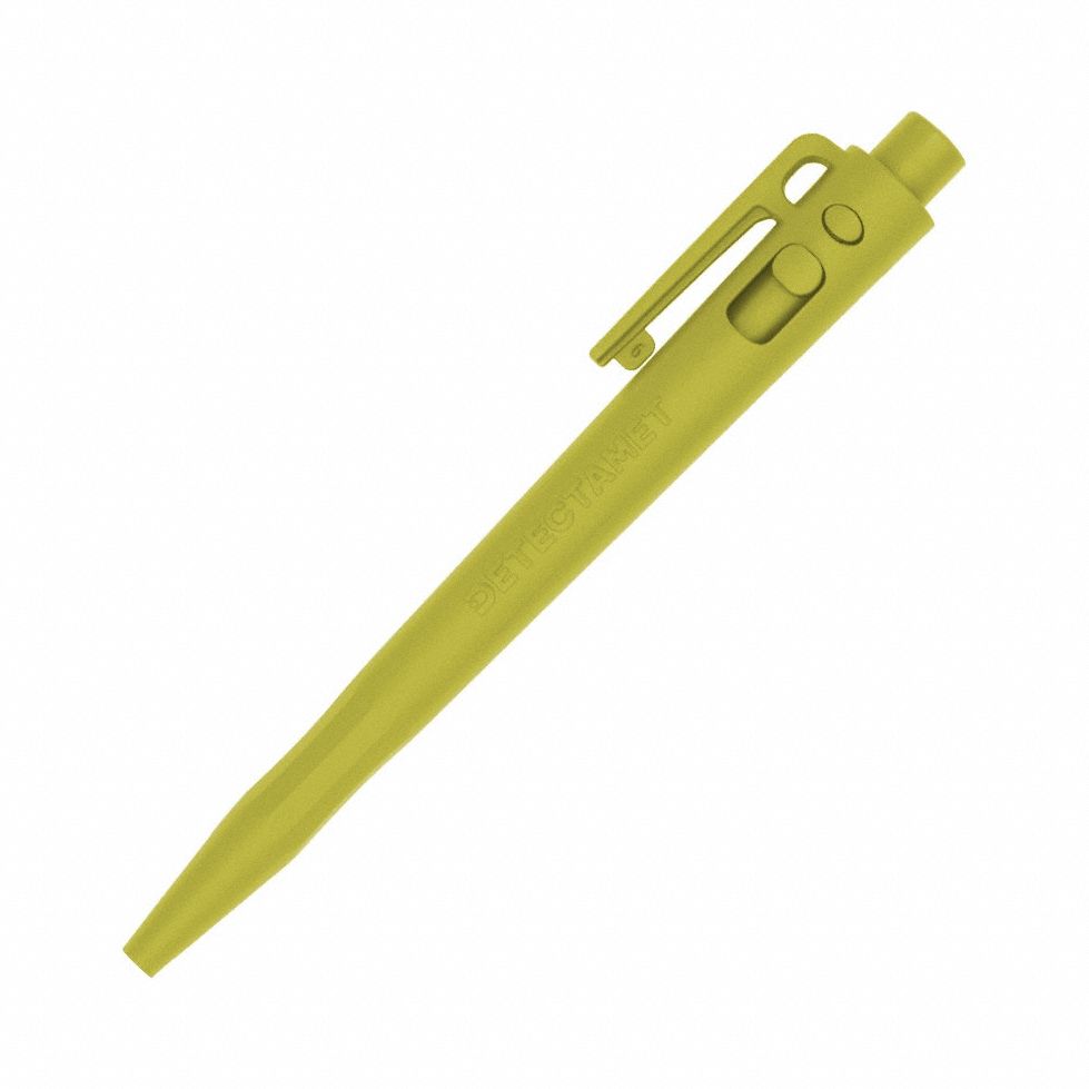 Pen: HD, 1 mm, Pocket Clip, Yellow, Black, Ballpoint, Retractable, Polymer, 50 PK