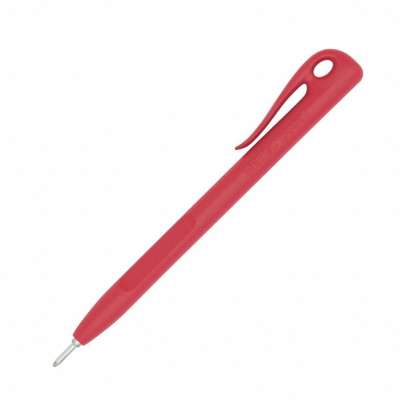Pen: Elephant, 1 mm, Pocket Clip, Red, Black, Ballpoint, No Cap, Polymer, 50 PK