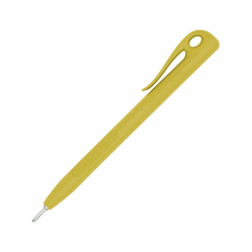 Pen: Elephant, 1 mm, Pocket Clip, Yellow, Black, Ballpoint, No Cap, Polymer, 50 PK