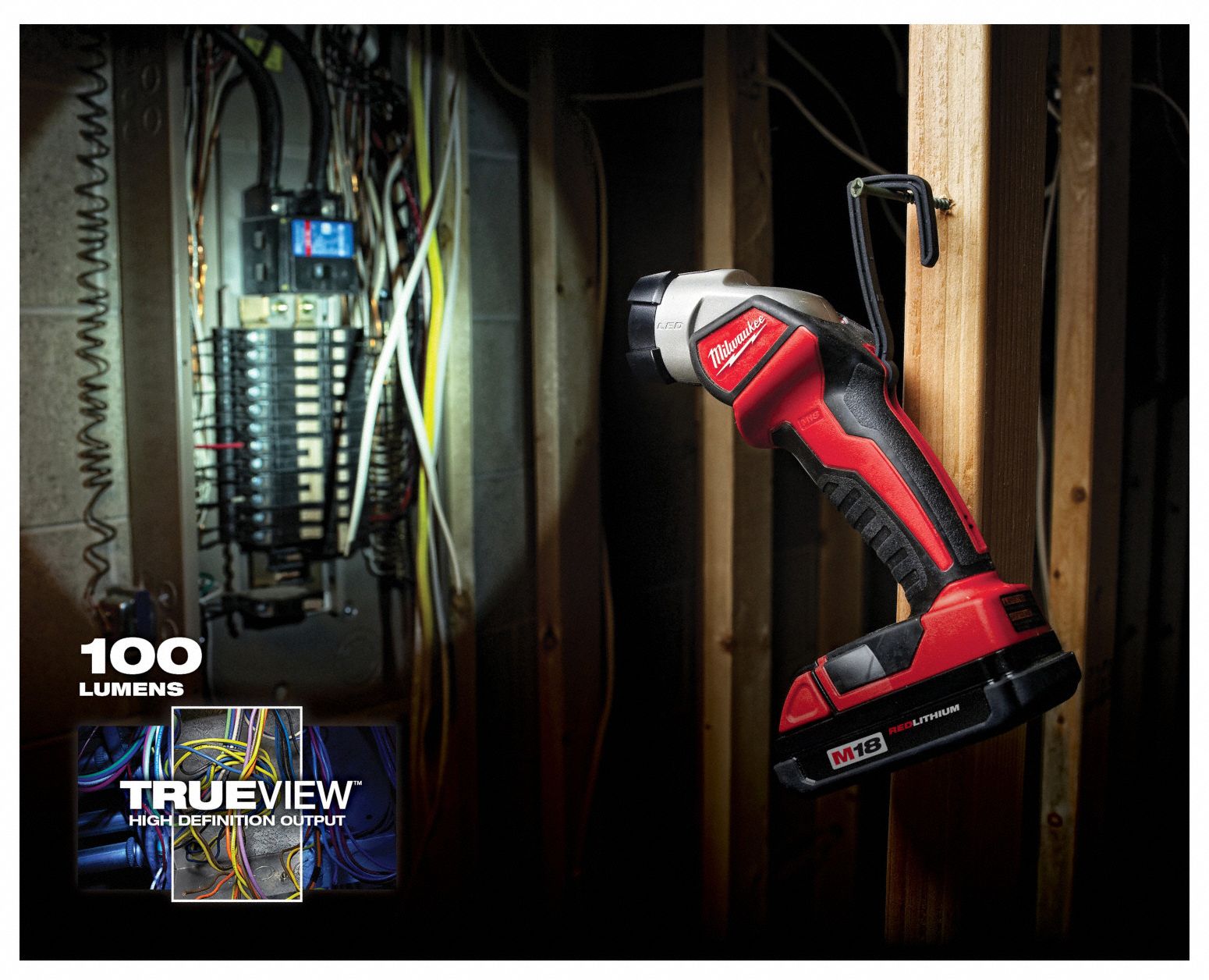 MILWAUKEE Cordless Flashlight M18, Bare Tool, 100 lm Max., 1 Modes