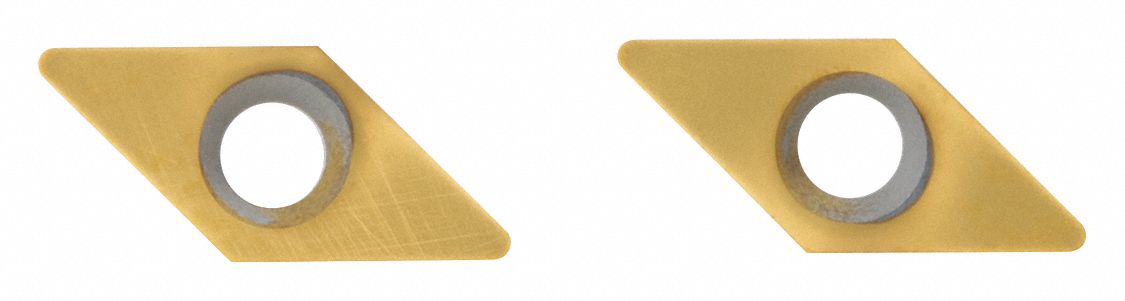 Diamond Turning Insert: GCHW Insert, Neutral, 3/32 in Thick, 1/64 in Corner Radius, TiN, CG5