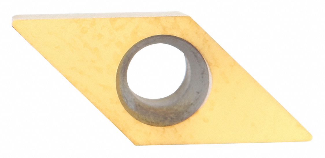 Diamond Turning Insert: GCHW Insert, Neutral, 3/32 in Thick, 0.0070 in Corner Radius, TiN, CG5