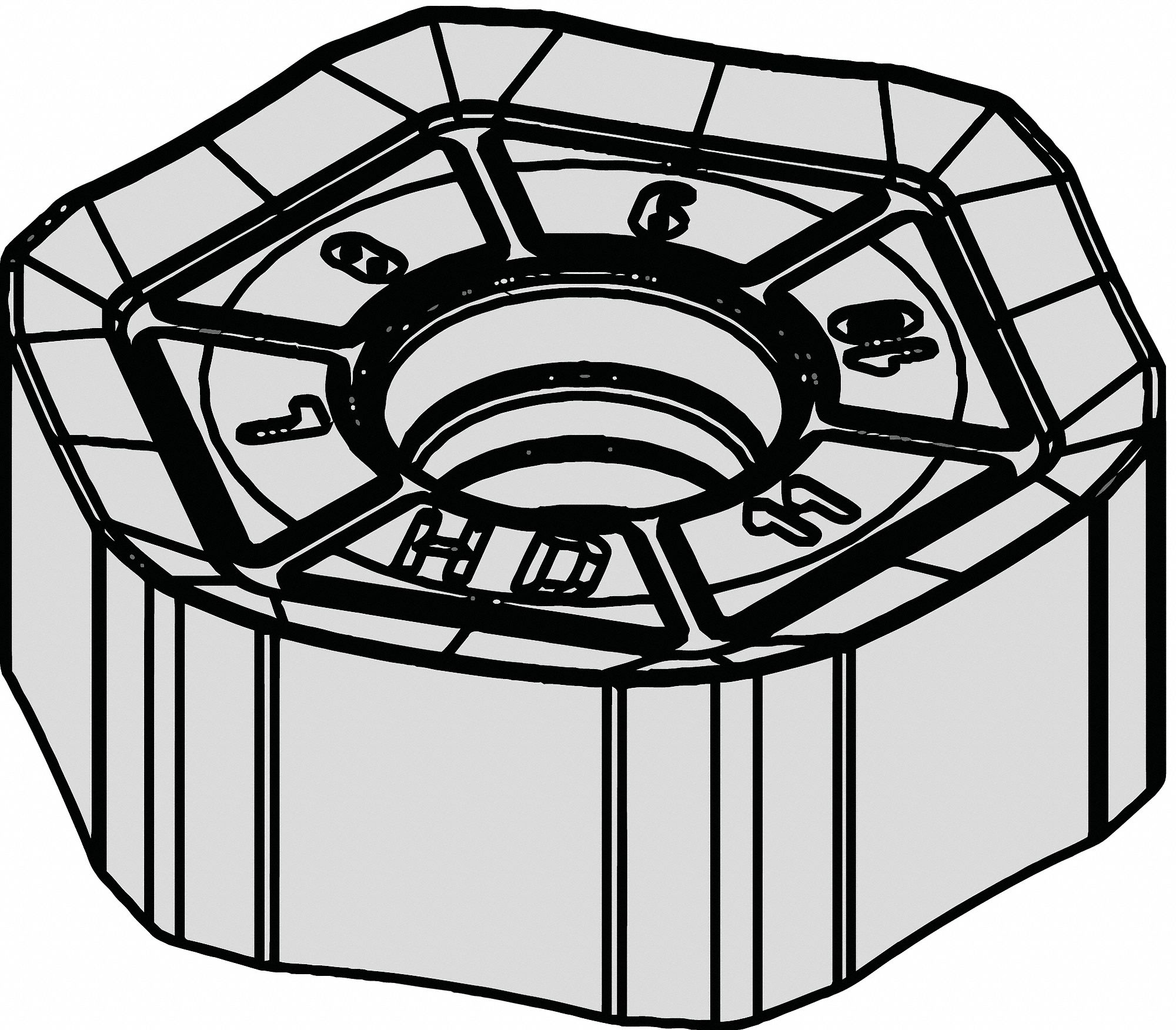 Hexagon Milling Insert: 5/8 in Inscribed Circle, 0.1709 in Corner Radius, M1200 Series