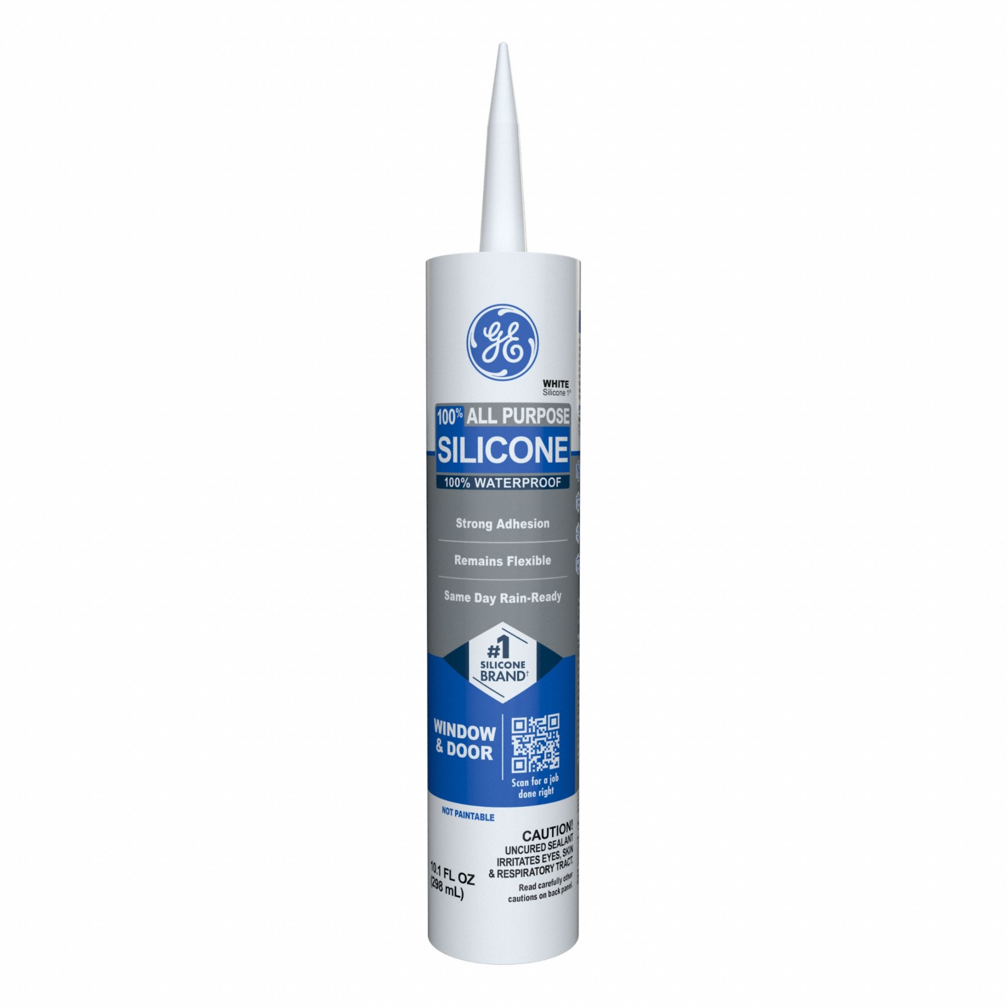 Silicone Sealant: All Purpose Silicone, White, 10 oz, Cartridge, 301% to 500% Elongation Range