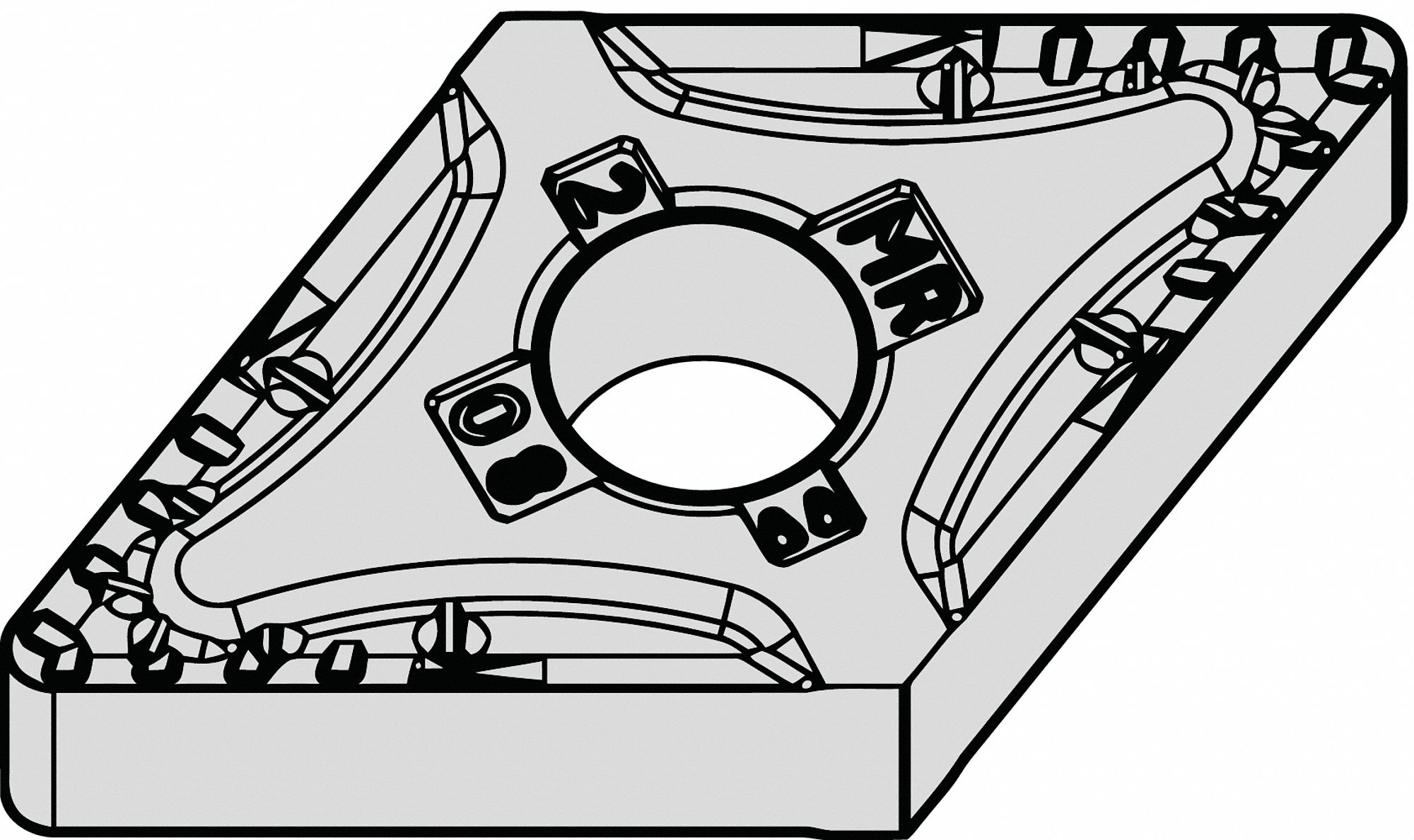 Diamond Turning Insert: DNMG Insert, Neutral, 1/4 in Thick, 1/32 in Corner Radius, TiN, WP35CT
