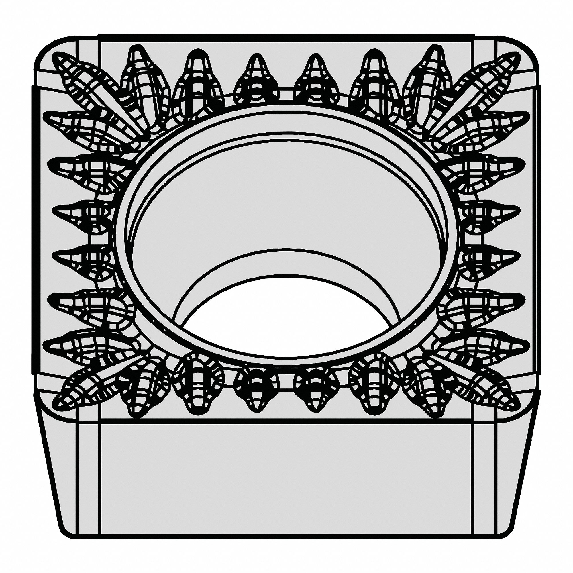 Square Turning Insert: 1/2 in Inscribed Circle, Neutral, 3/64 in Corner Radius, TiN, WK20CT