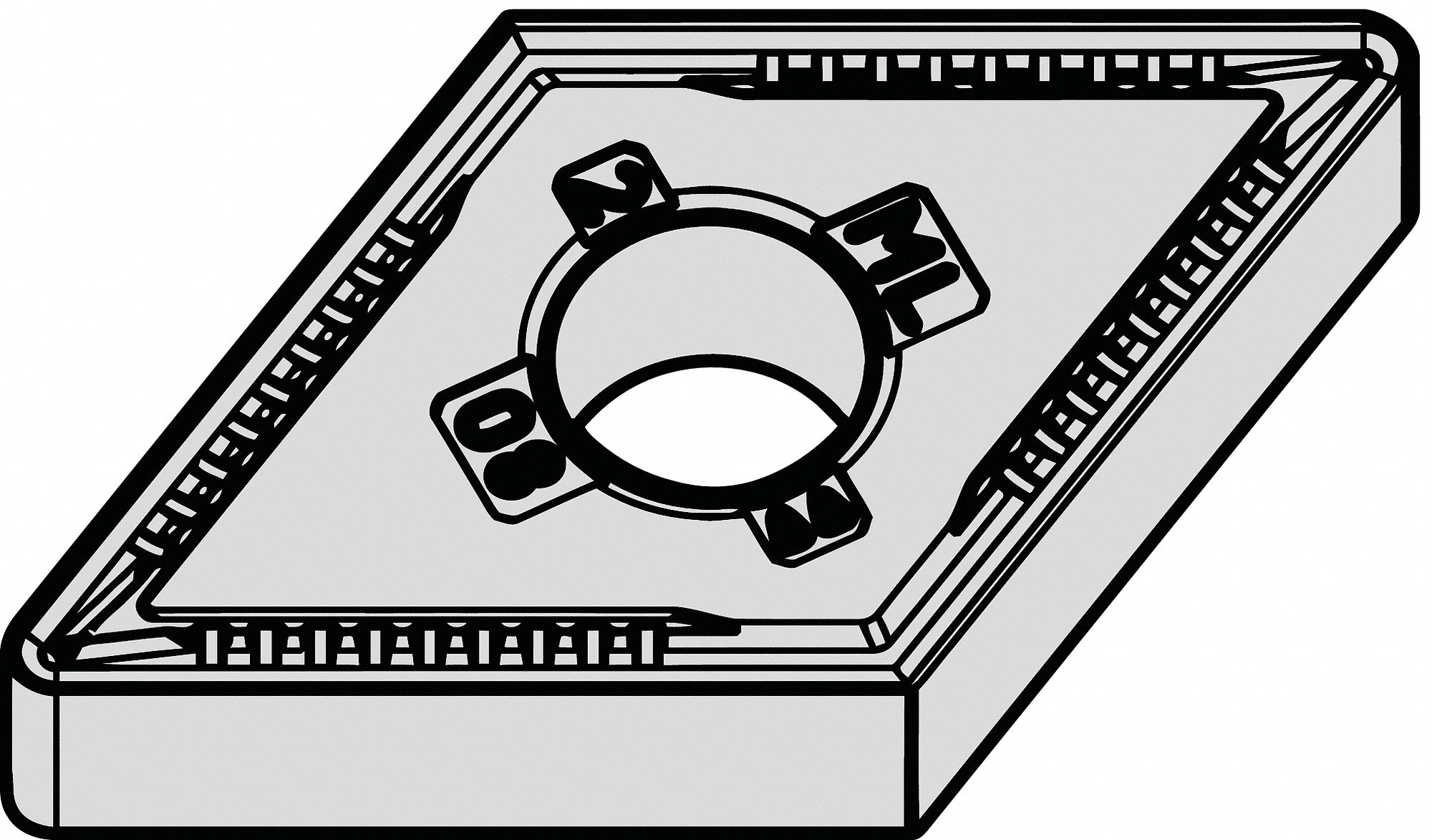 Diamond Turning Insert: DNMG Insert, Neutral, 3/16 in Thick, 1/64 in Corner Radius, TiN