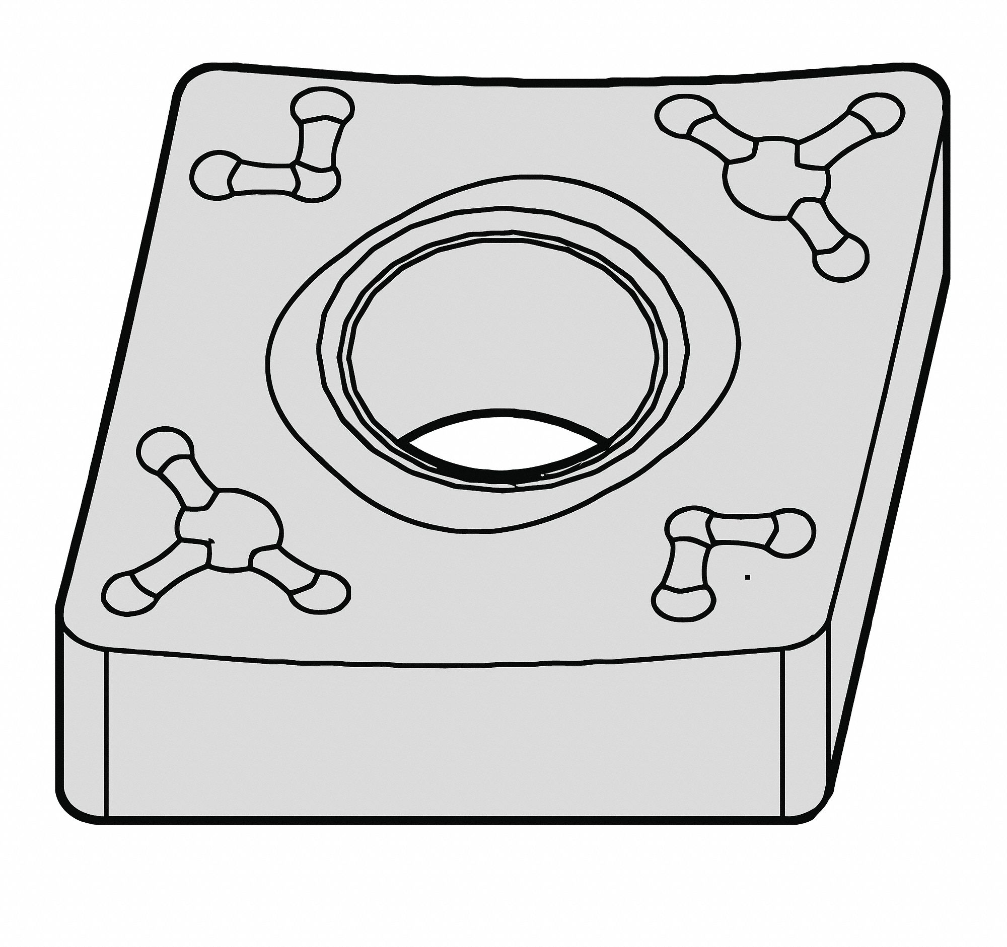 Diamond Turning Insert: CNMM Insert, Neutral, 1/4 in Thick, 3/64 in Corner Radius, Al2O3
