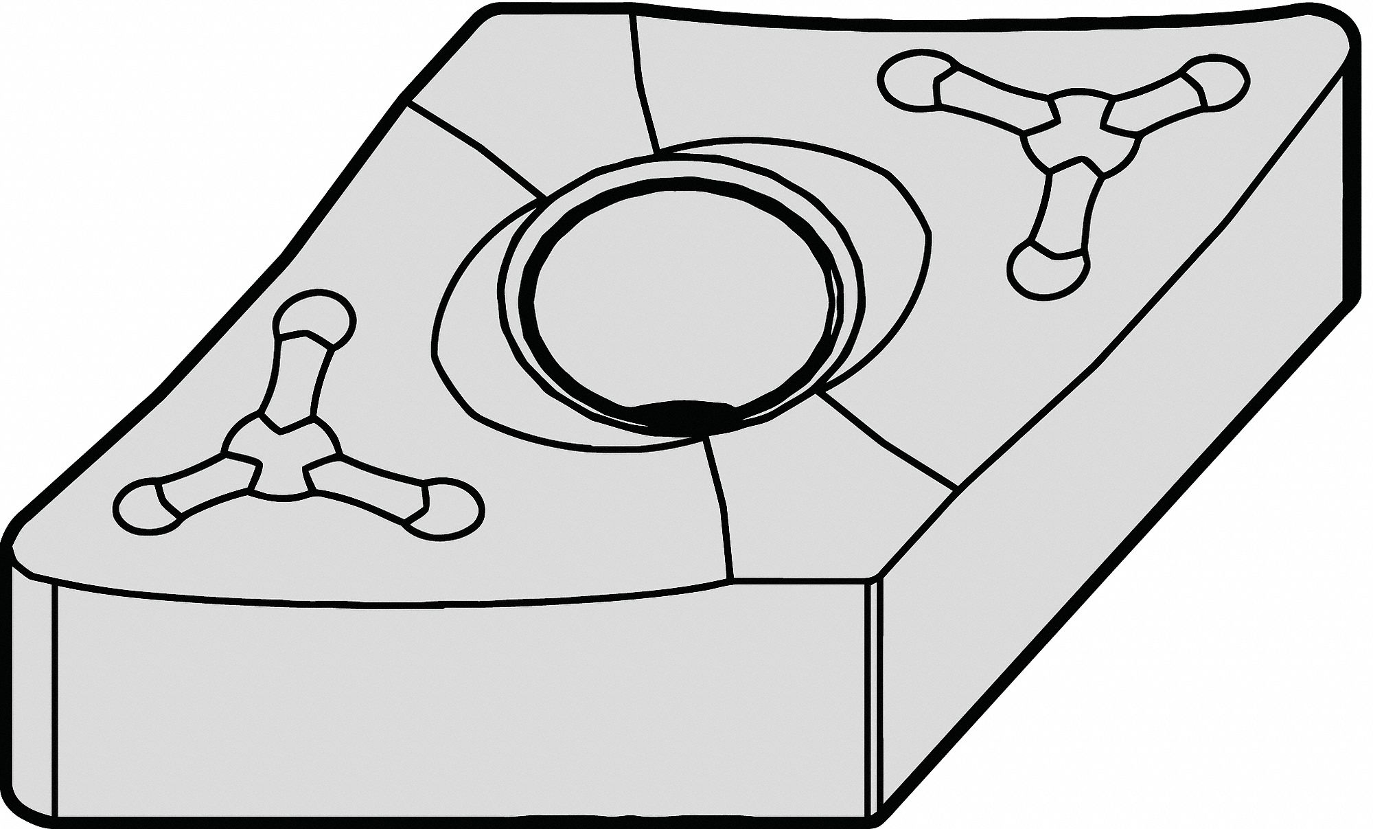 Diamond Turning Insert: DNMM Insert, Neutral, 1/4 in Thick, 3/64 in Corner Radius, Al2O3