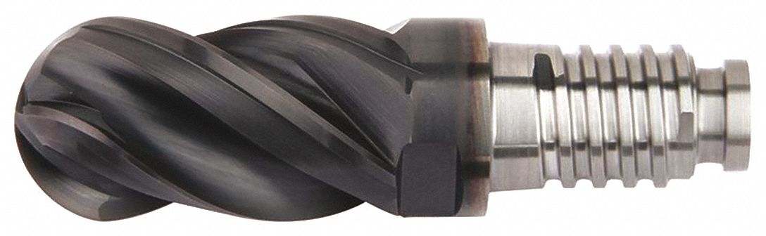 Ball End Mill Head, , 1/2", Carbide