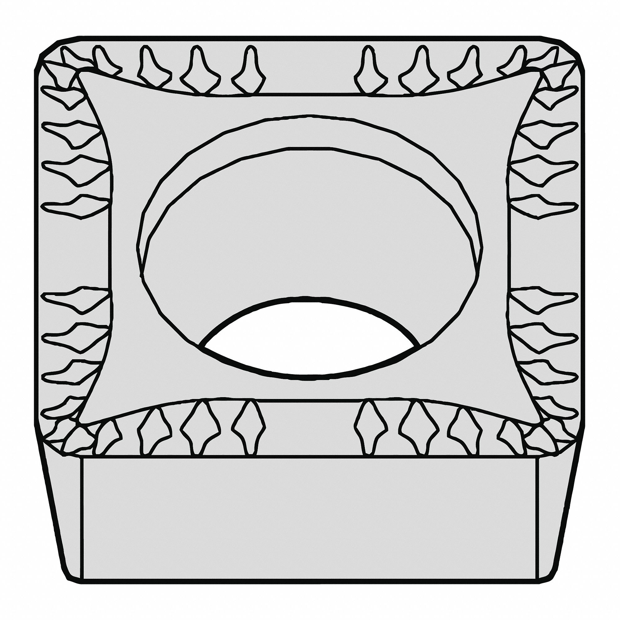 Square Turning Insert: 1/2 in Inscribed Circle, Neutral, 1/32 in Corner Radius, TiN, WM25CT