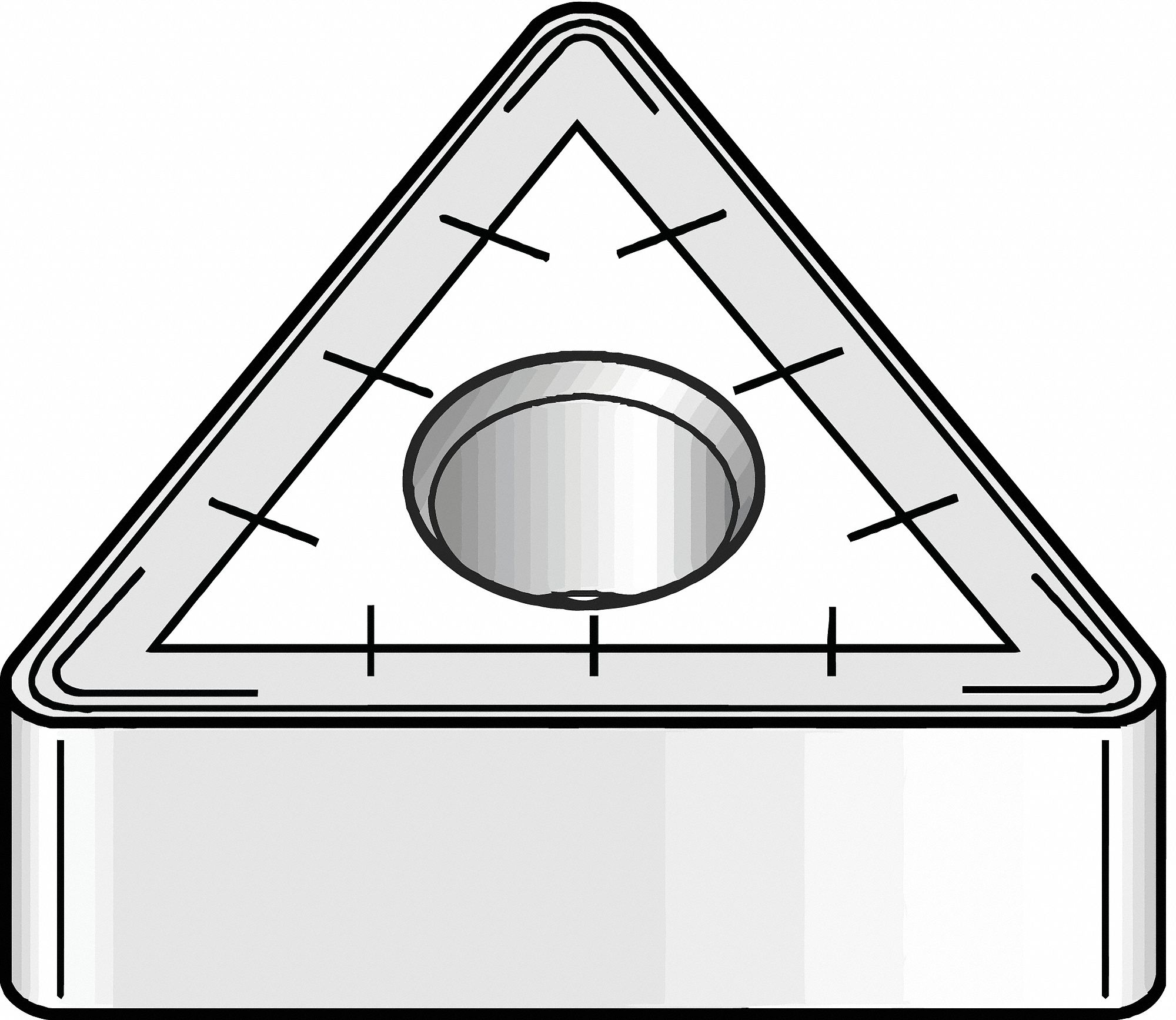 Triangle Turning Insert: 5/8 in Inscribed Circle, Neutral, 8 Chip-Breaker, 0° Clearance Angle