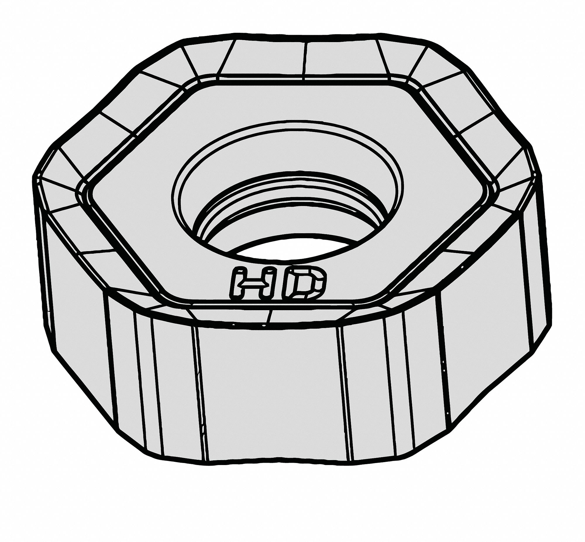 Hexagon Milling Insert: 1/2 in Inscribed Circle, 3/64 in Corner Radius, 0.1735 in Thick