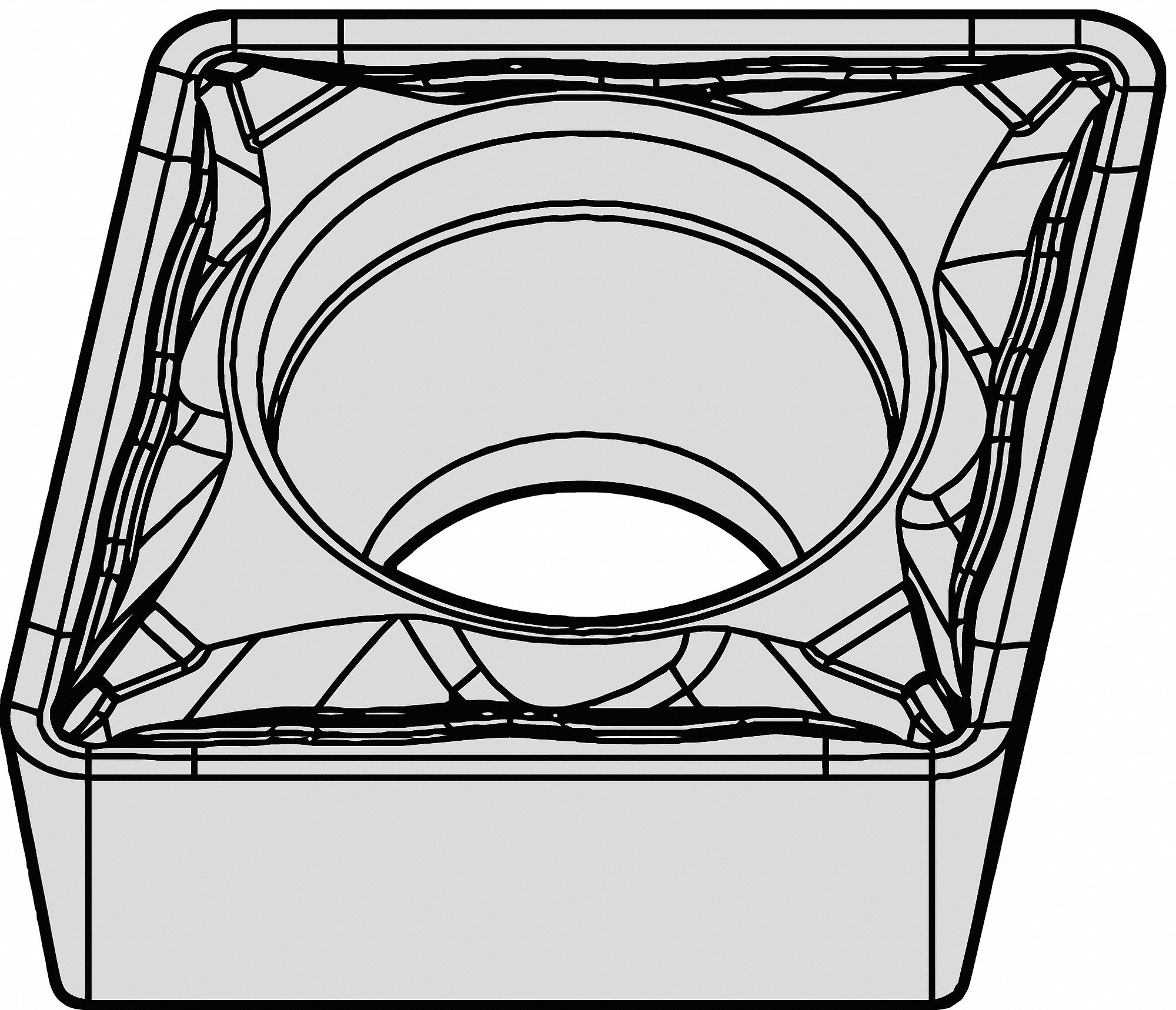 Diamond Turning Insert: CCMT Insert, Neutral, 3/32 in Thick, 1/64 in Corner Radius, WP20TT