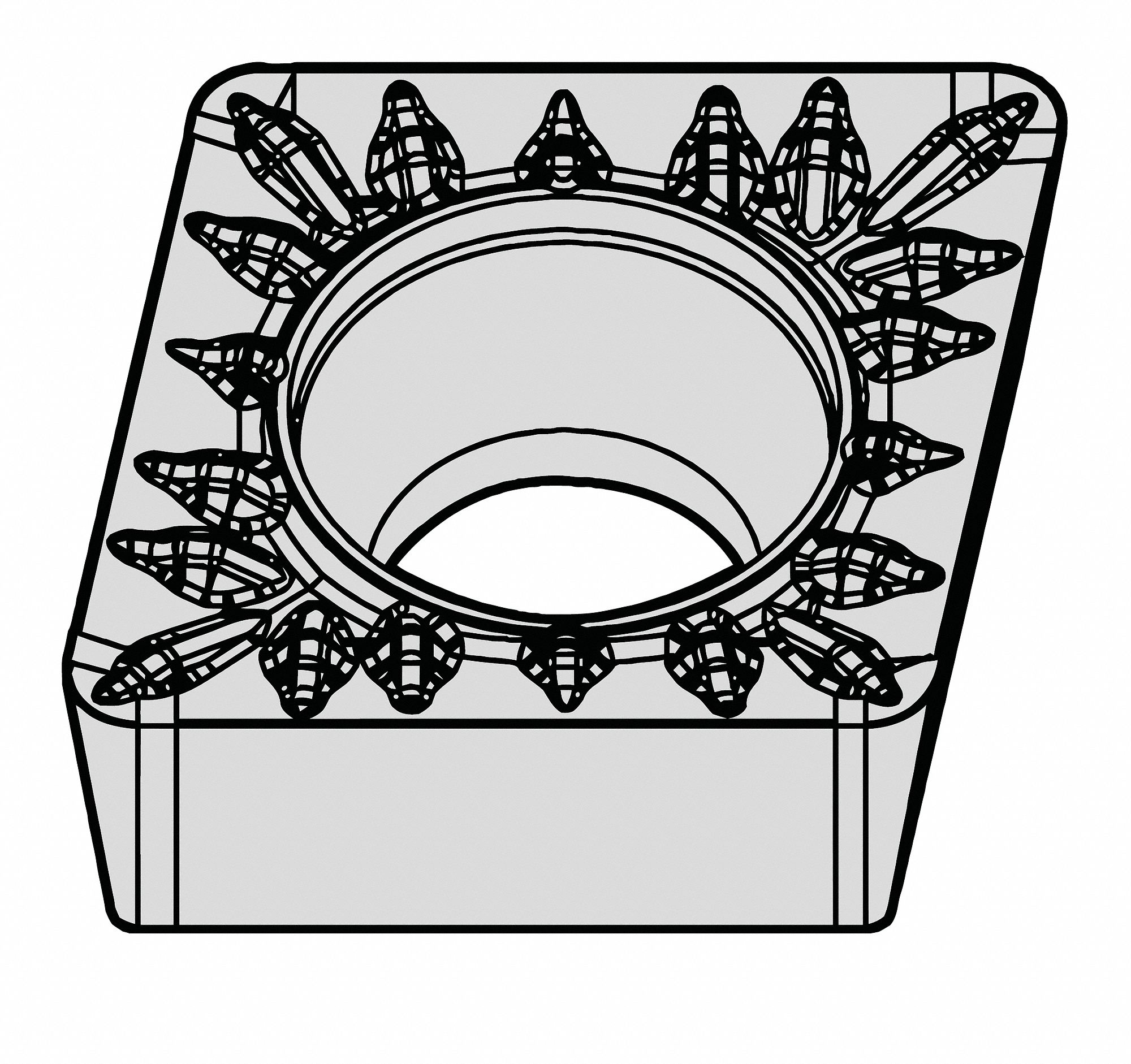 Diamond Turning Insert: CCMT Insert, Neutral, 3/32 in Thick, 1/64 in Corner Radius, WP20TT