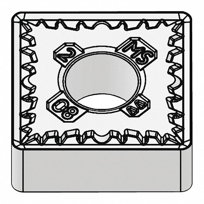 Square Turning Insert: 1/2 in Inscribed Circle, Neutral, 1/16 in Corner Radius, AlTiSiN
