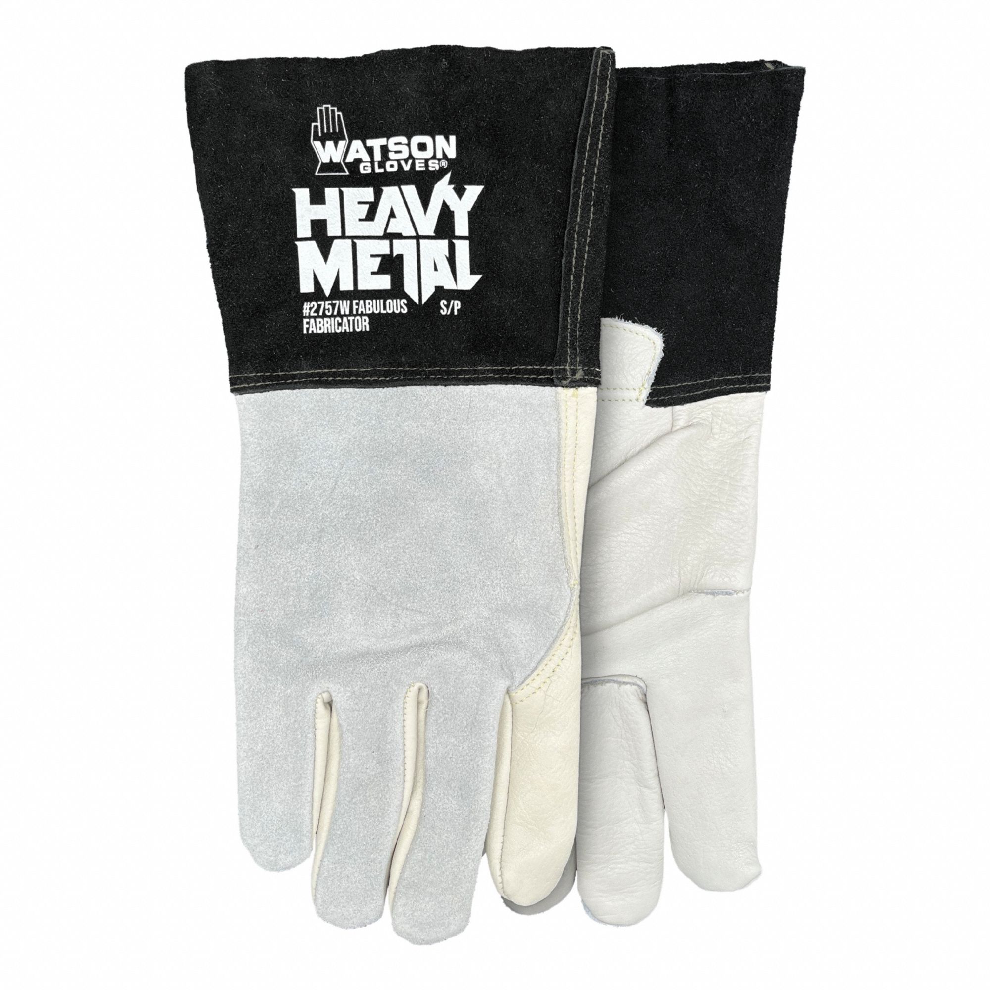 Welding Gloves: Wing Thumb, Gauntlet Cuff, Std, Gray Cowhide, Watson Gloves 2757W, Women's, 1 PR