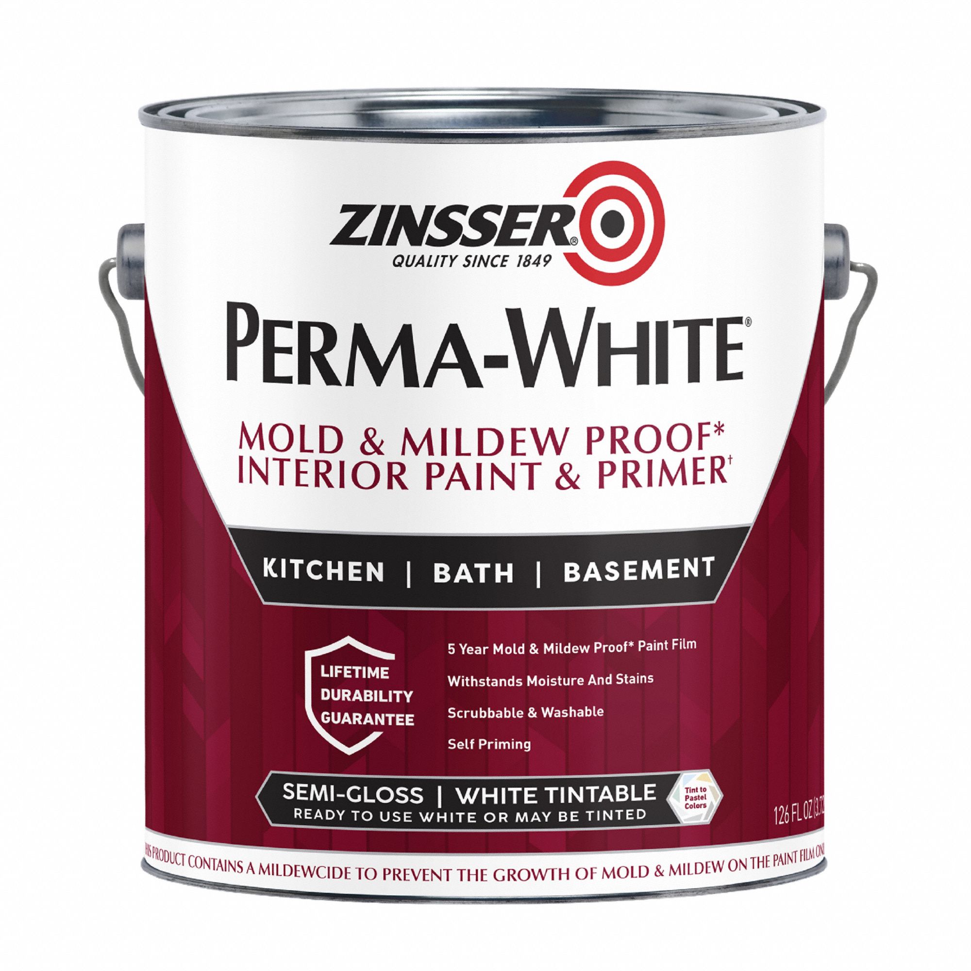 Interior Paint: Mold and Mildew Resistant Paint, Interior, Water, 1 gal Container Size