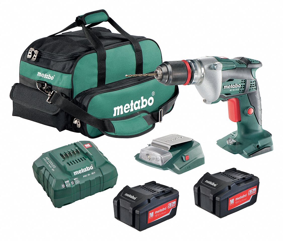 METABO Drill, Cordless, 4000 RPM, 18V DC - 276T26|BE 18 LTX 6 + PA 14.4 ...