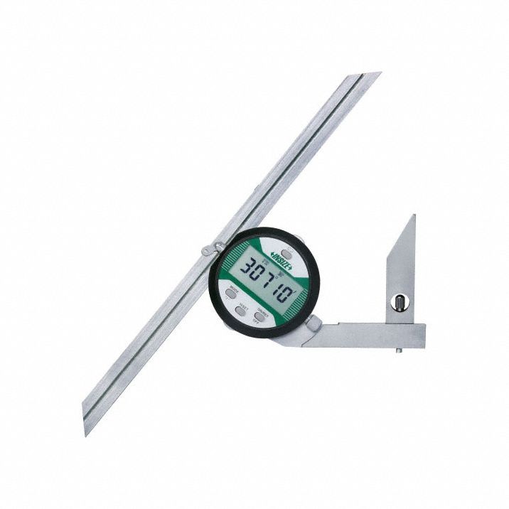 Protractor: 12 in Blade Lg, 0°to 360°, +/-5 ft Accuracy, 1′/0.01° Resolution, Stainless Steel
