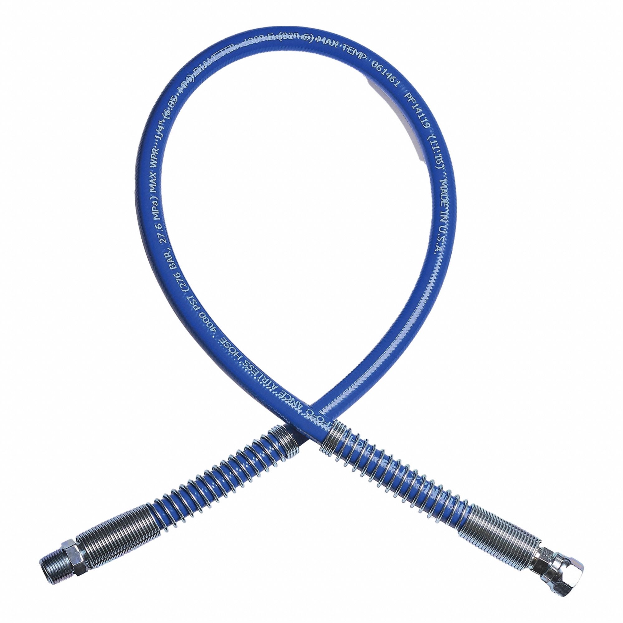 COUPLED HOSE: 1/4 in Inside Dia, 3 ft Overall Lg, Nylon, Nylon, Blue, 212°F Op Temp - Max