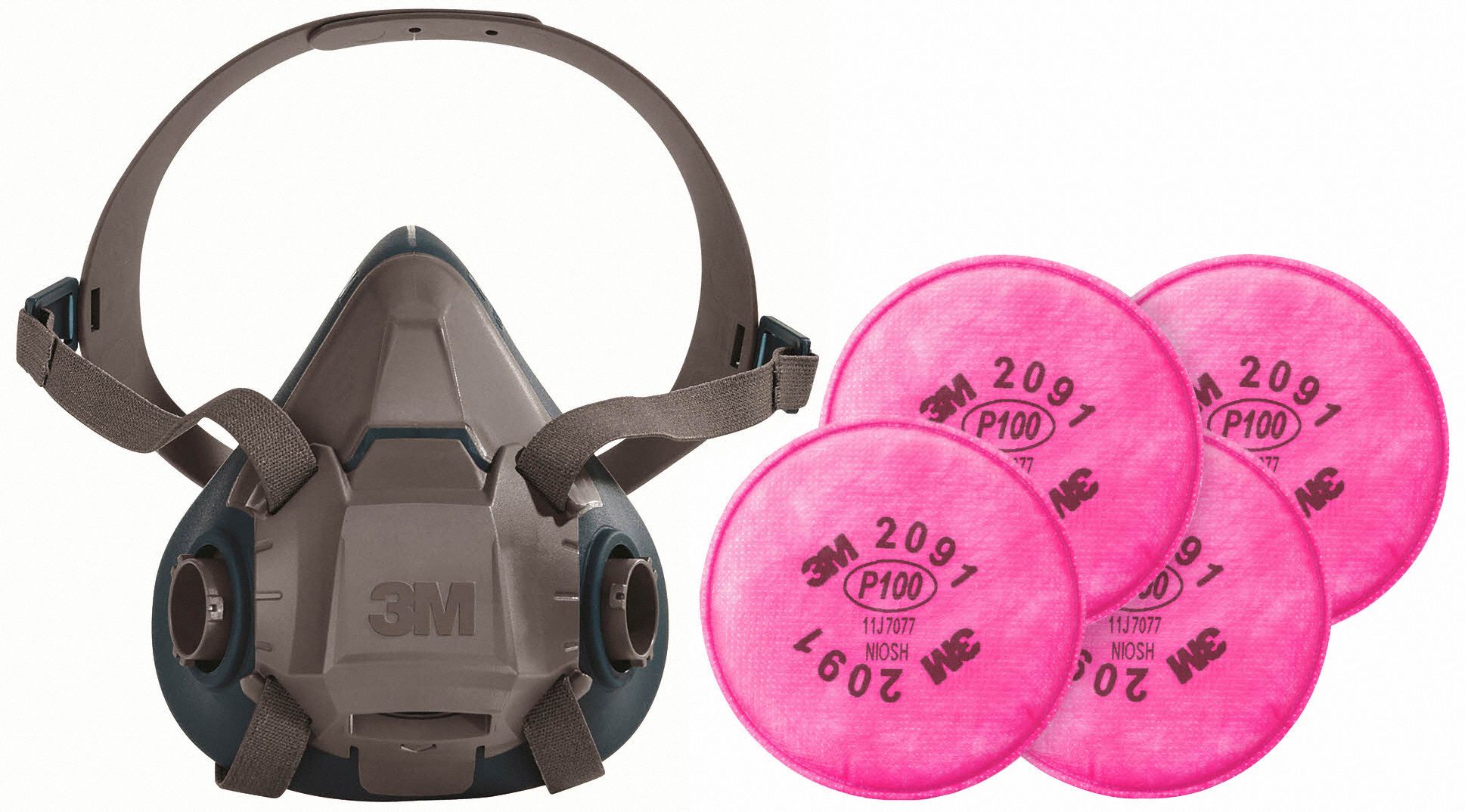 Half Mask Respirator Kit: 4 Cartridges Included, (4) P100 Filter, Silicone, S Mask Size