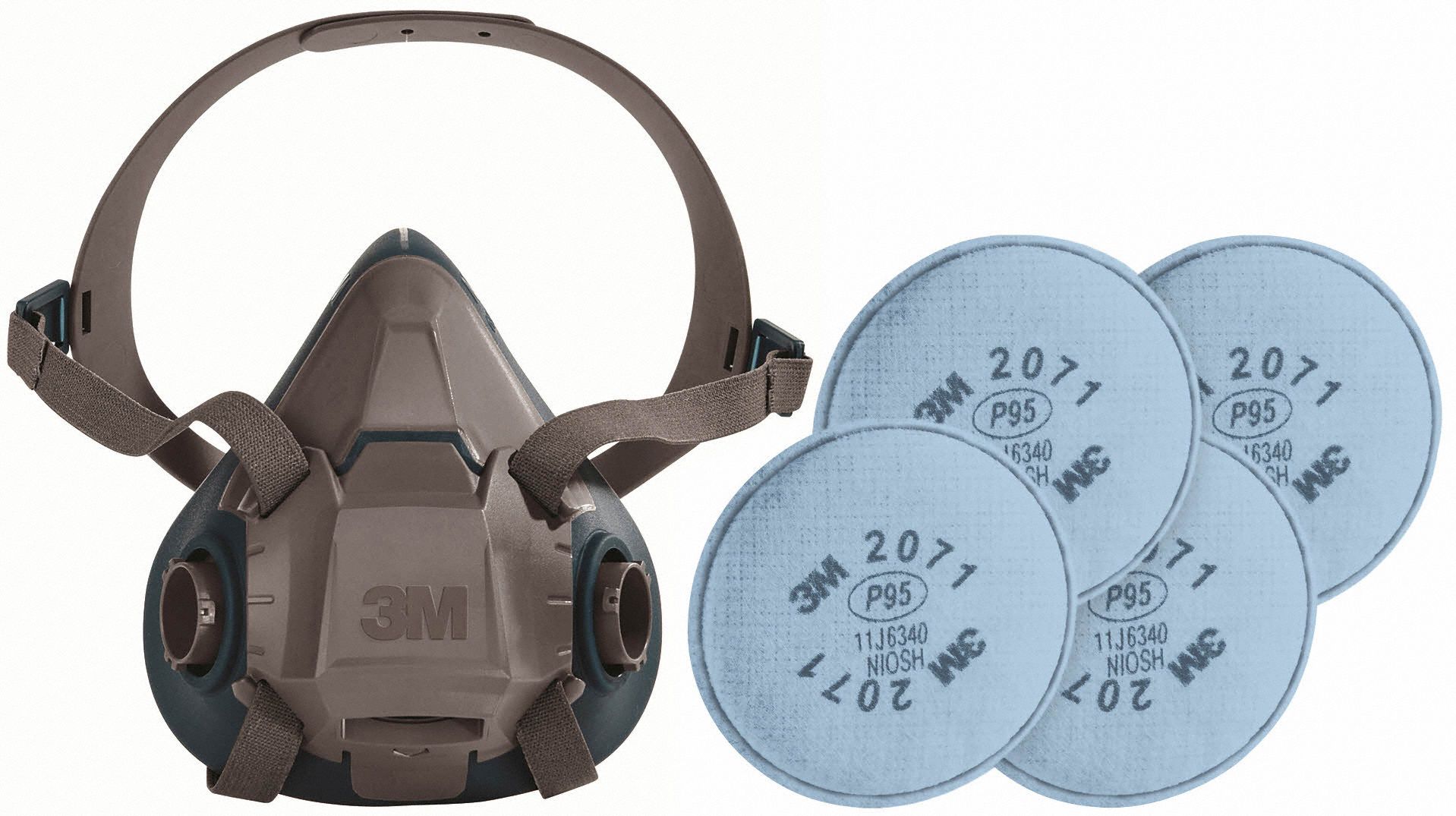 Half Mask Respirator Kit: 4 Cartridges Included, (4) P95 Filter, Silicone, M Mask Size