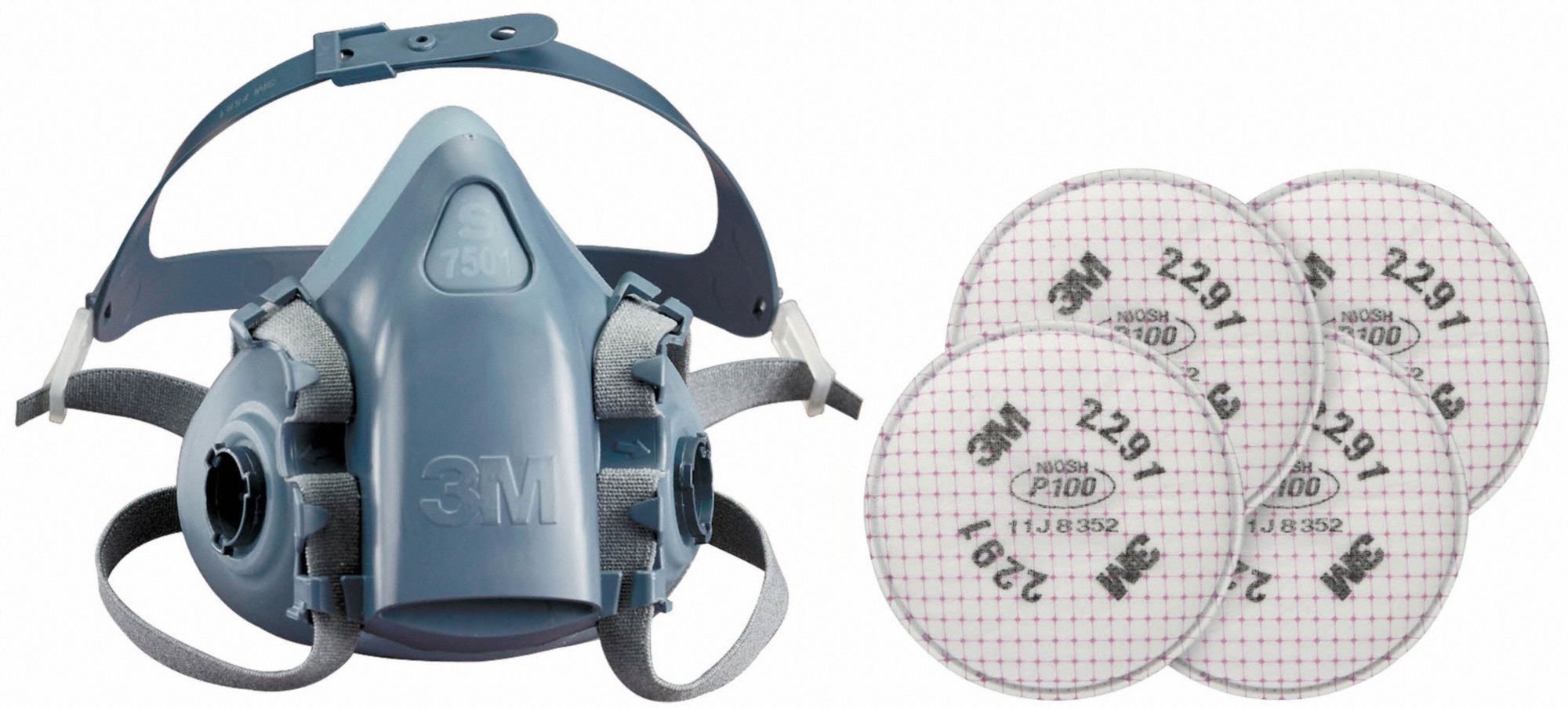 Half Mask Respirator Kit: 4 Cartridges Included, (4) P100 Filter, Resealable Storage Bag