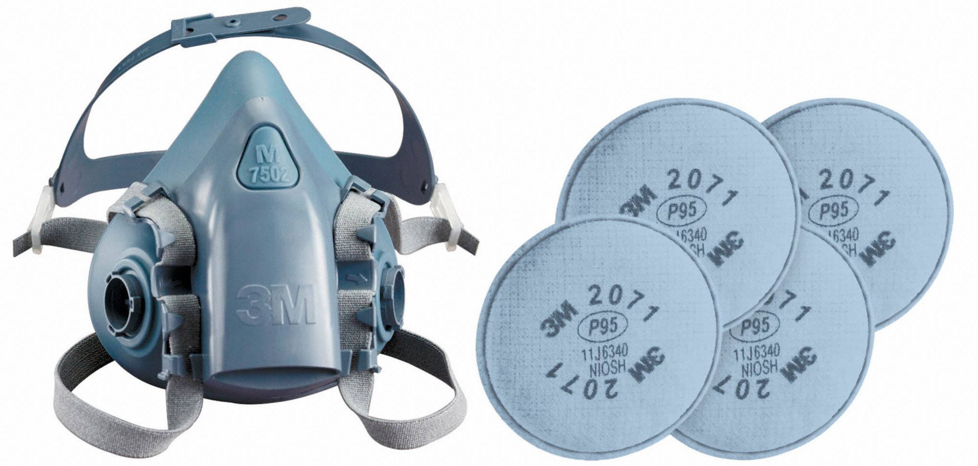 Half Mask Respirator Kit: 4 Cartridges Included, (4) P95 Filter, Resealable Storage Bag, Silicone