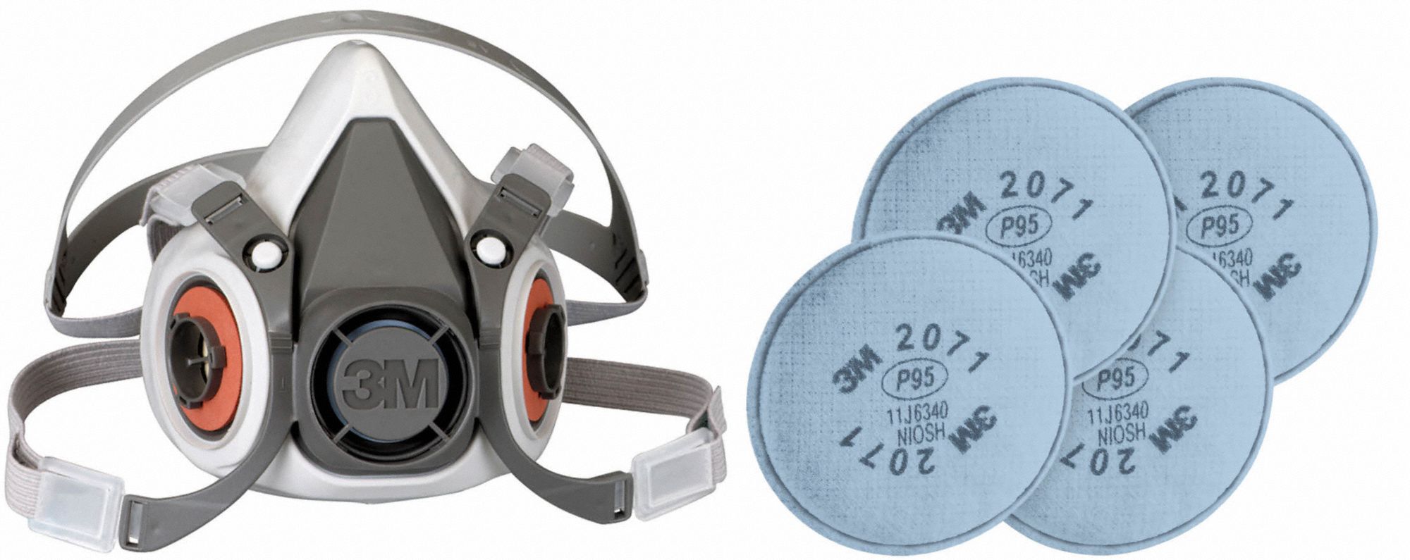 Half Mask Respirator Kit: 4 Cartridges Included, (4) P95 Filter, Thermoplastic Elastomer