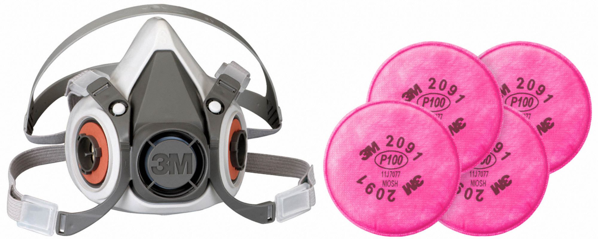 Half Mask Respirator Kit: 4 Cartridges Included, (4) P100 Filter, Thermoplastic Elastomer