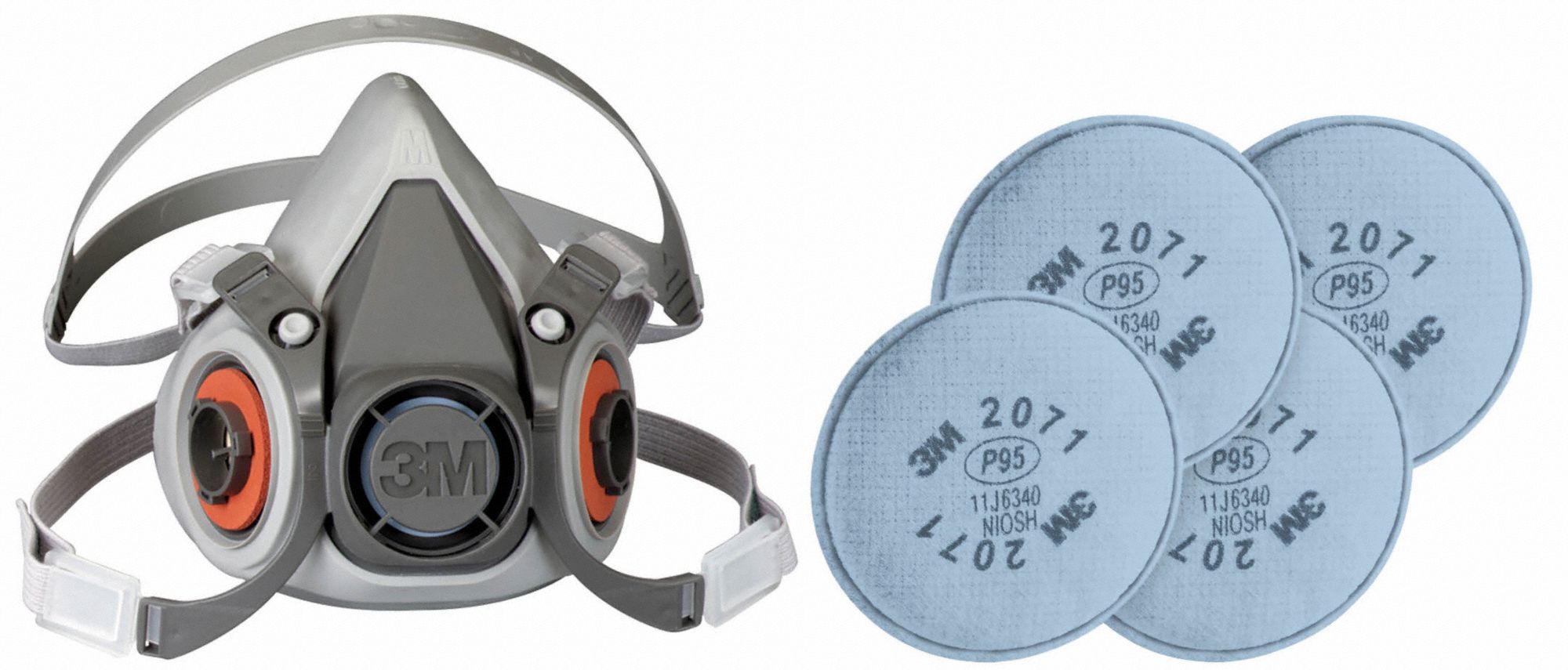 Half Mask Respirator Kit: 4 Cartridges Included, (4) P95 Filter, Thermoplastic Elastomer