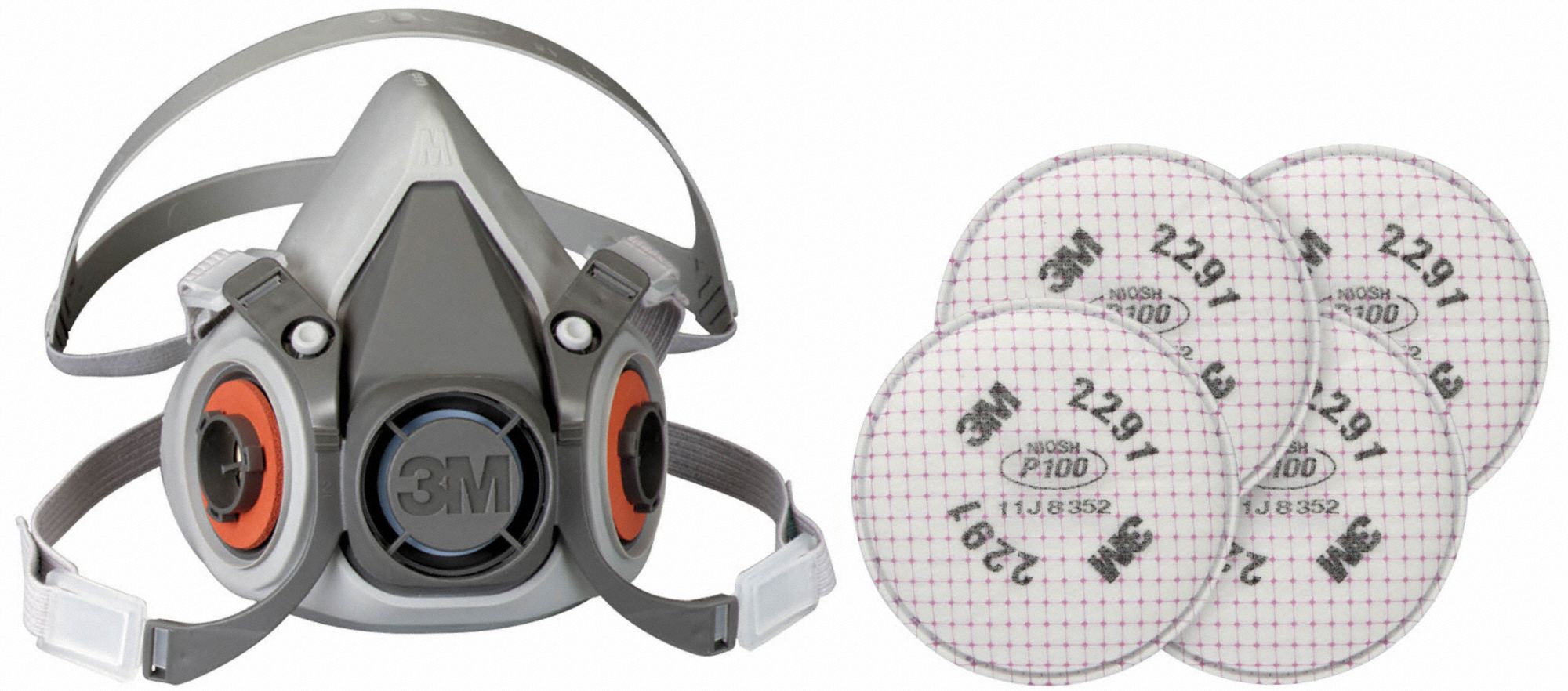 3M, 4 Cartridges Included, (4) P100 Filter, Half Mask Respirator Kit