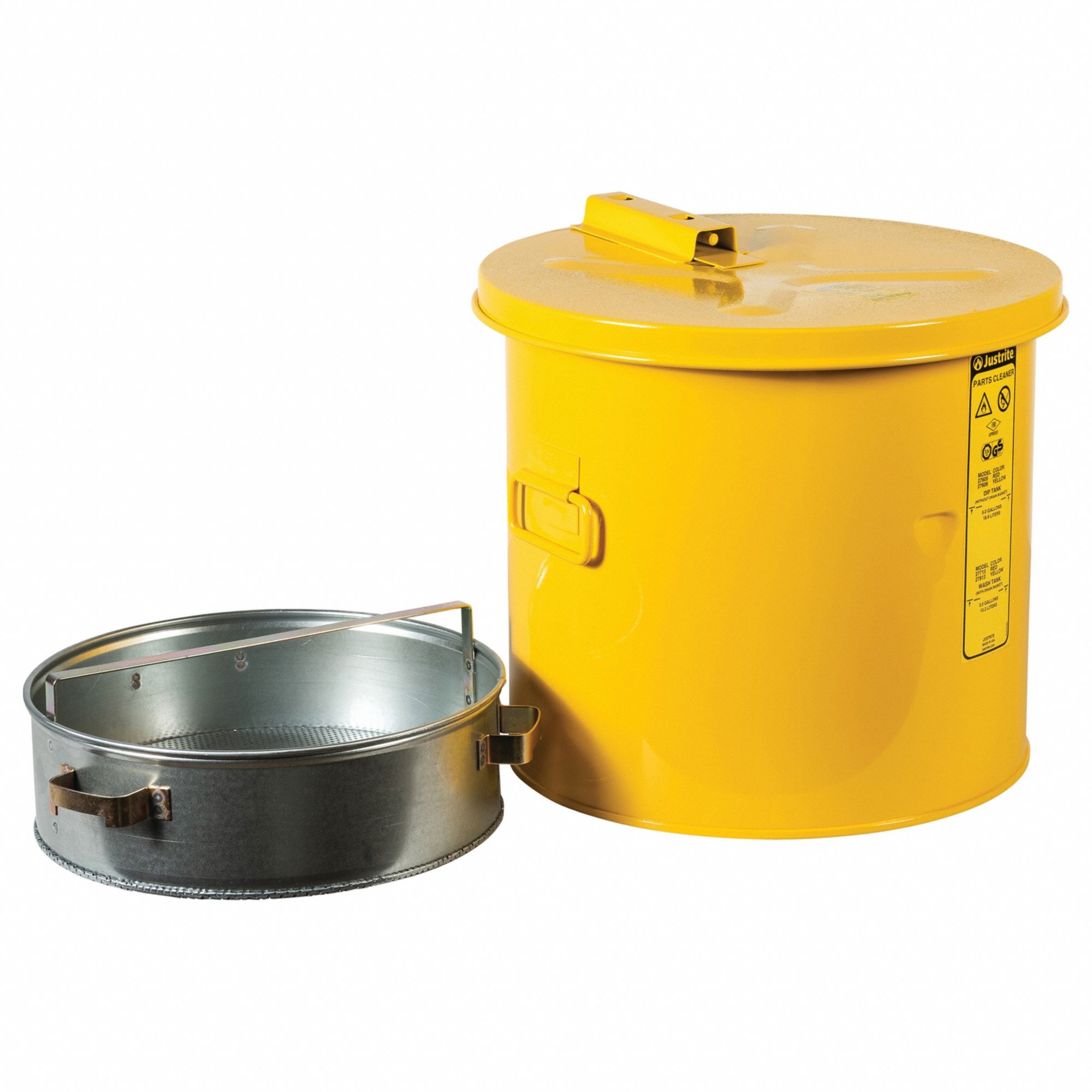 Wash Tank: 3.5 gal Capacity, Yellow, 1 Chambers, Powder Coated Steel