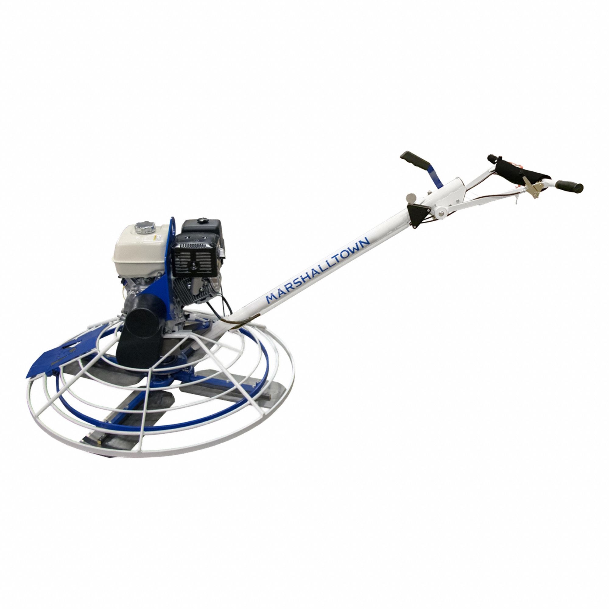 Walk-Behind Concrete Trowel: 46 in Ring Dia, 8 in Lg, 18 in Wd, Gas, Combo Blades