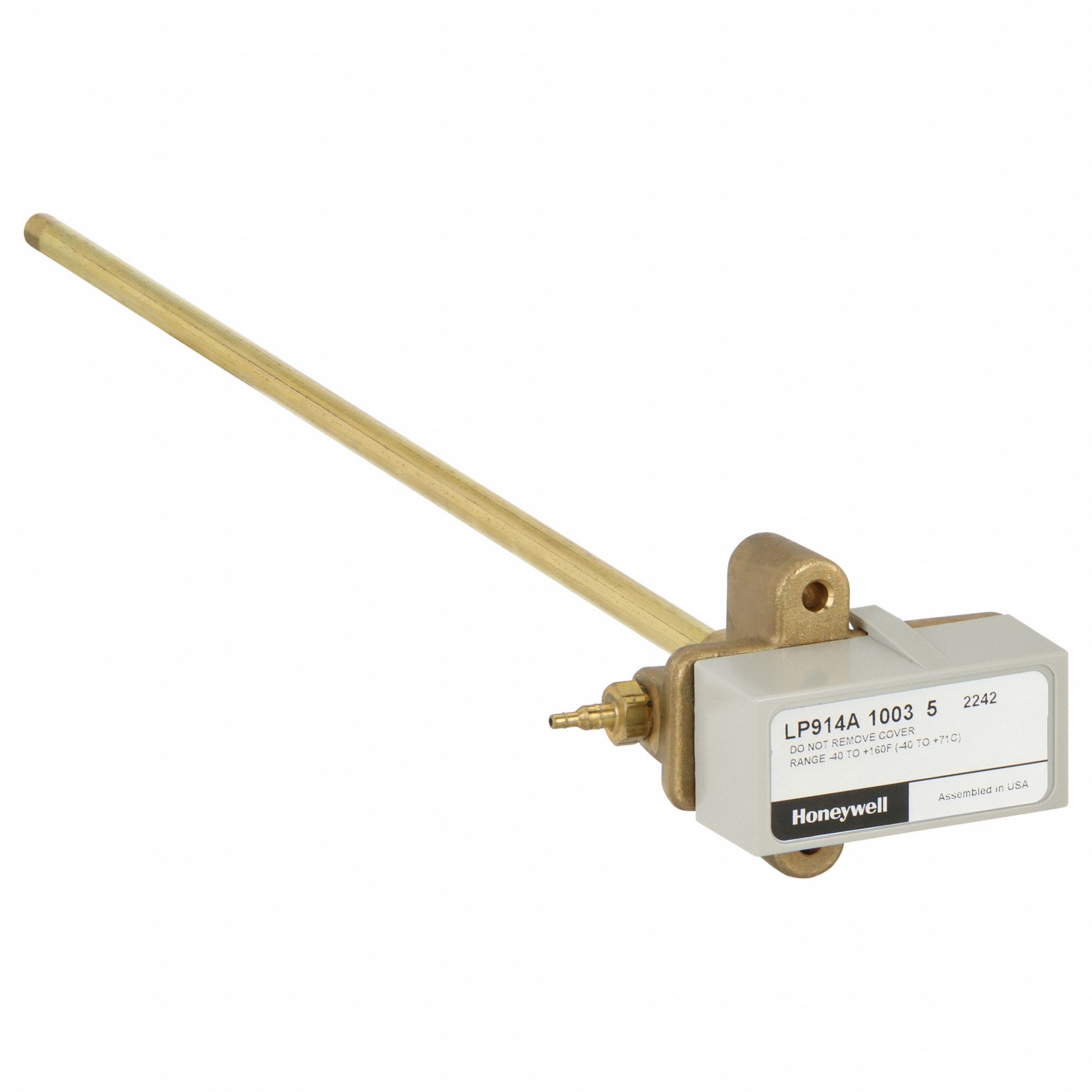 Pneumatic Temperature Transmitter: Rod and Tube Element, 265°F, 18 psi to 25 psi, 1/4 in Barb