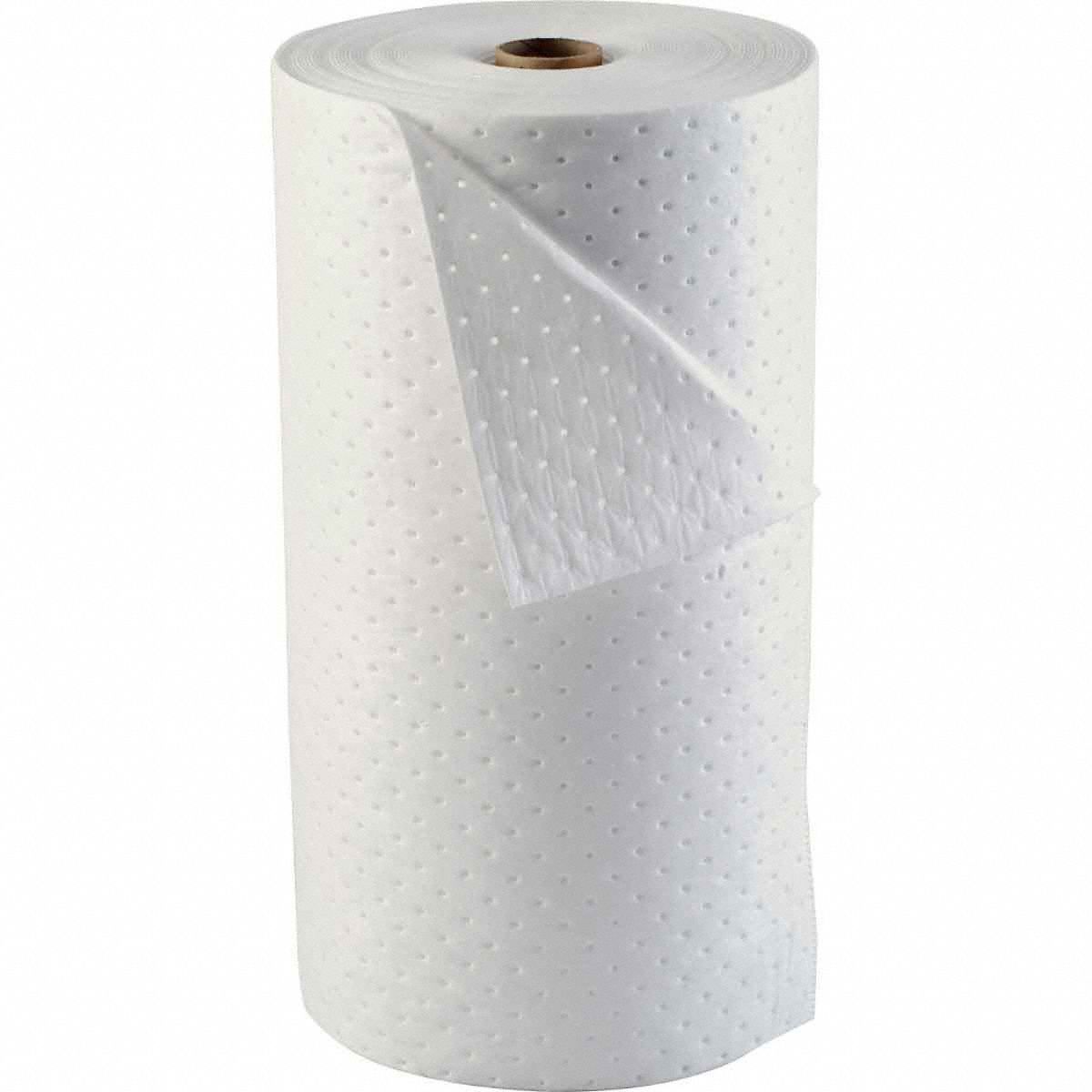 Sorbent Roll: Polypropylene, White, 150 ft Roll Lg, 30 in Roll Wd