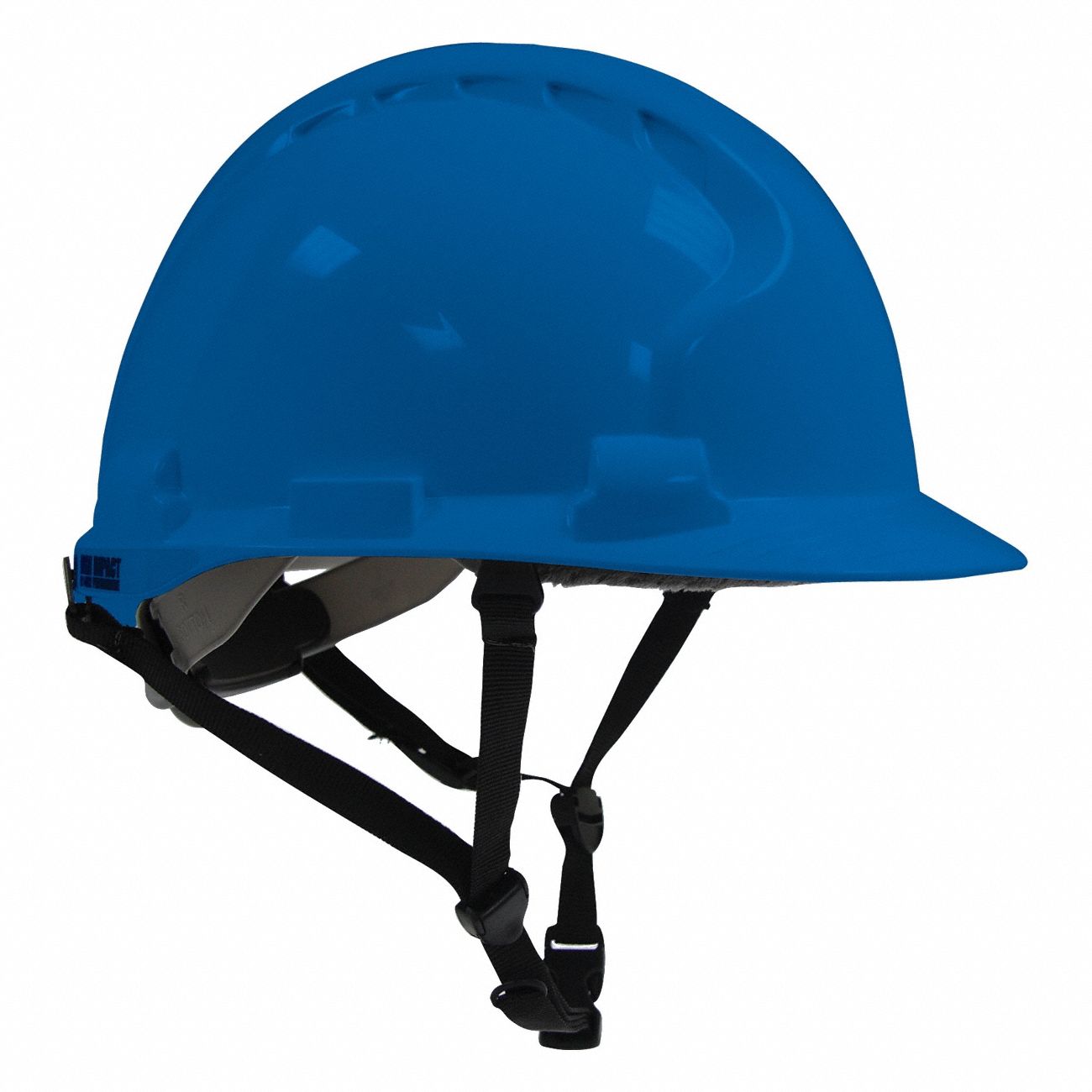 Safety Helmet: Blue, No Graphics, Ratchet (4-Point), Ratchet, Polyethylene, PIP, Solid, JSP