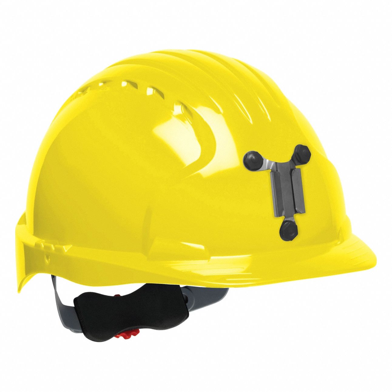 Hard Hat: Yellow, No Graphics, Ratchet (6-Point), Ratchet, Polyethylene, Headlamp Mount, PIP