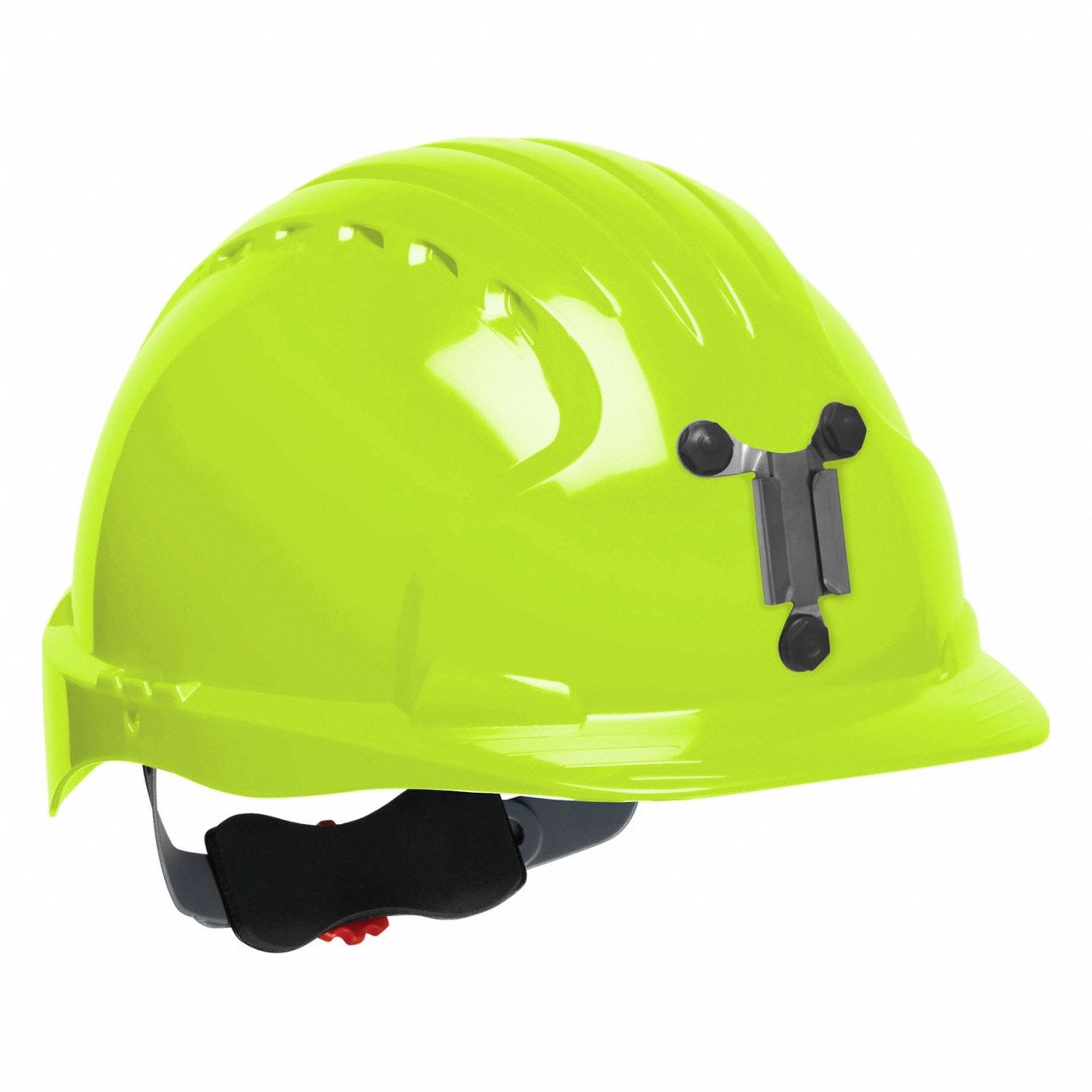 Hard Hat: Yellow, No Graphics, Ratchet (6-Point), Ratchet, Polyethylene, Headlamp Mount, PIP