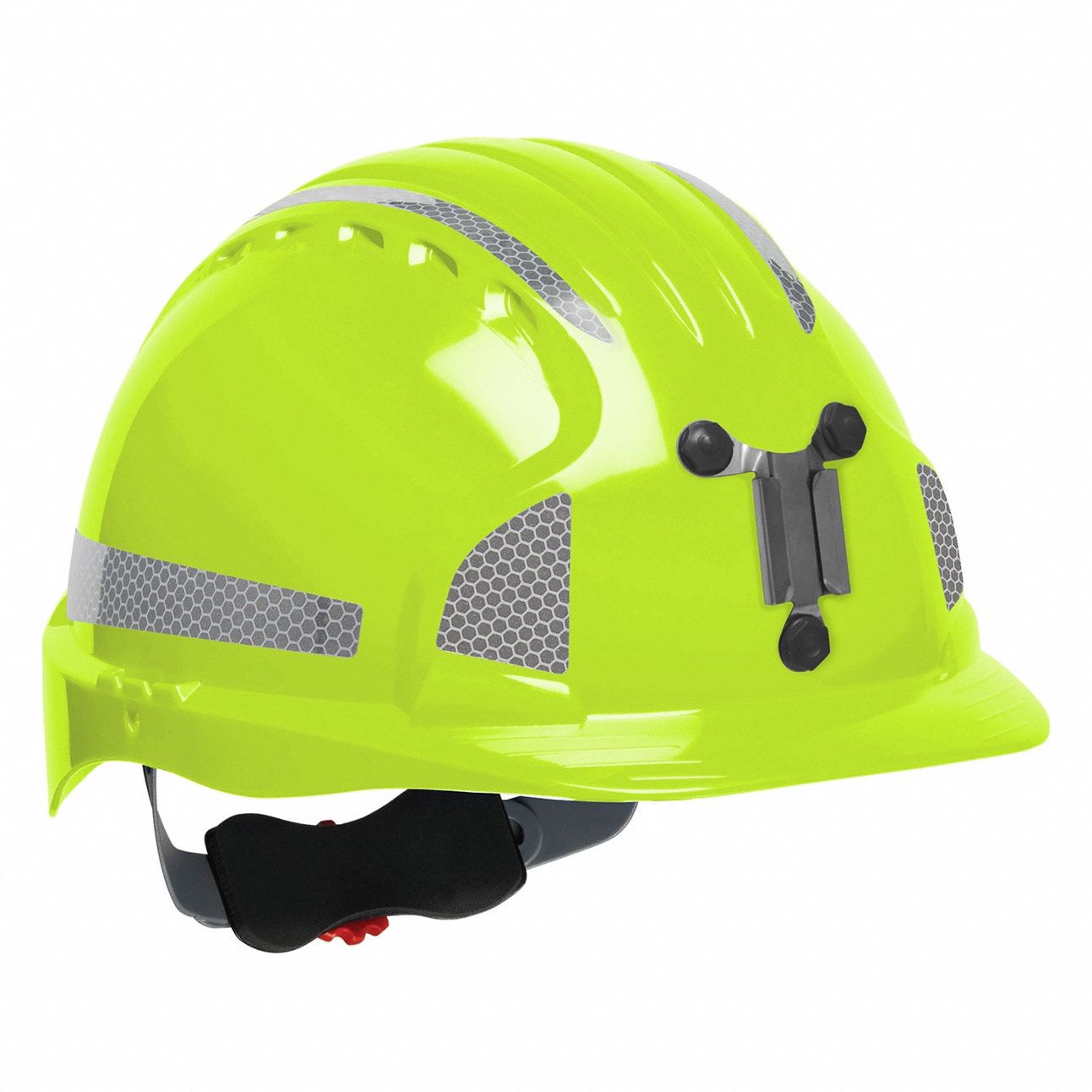 Hard Hat: Yellow, No Graphics, Ratchet (6-Point), Ratchet, Polyethylene, Headlamp Mount, PIP