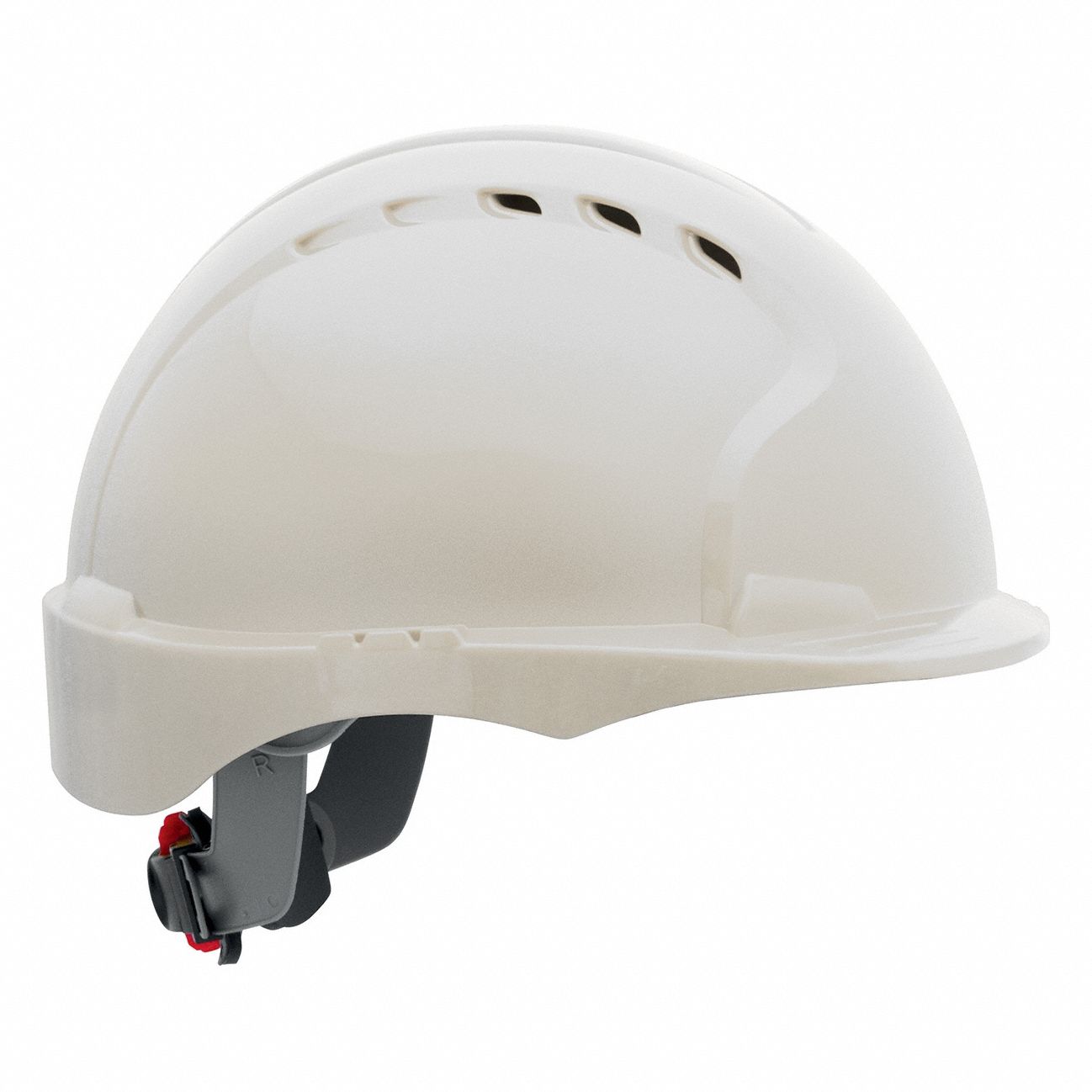 Hard Hat: White, No Graphics, Ratchet (6-Point), Ratchet, Polyethylene, PIP, Solid, JSP, Ratchet