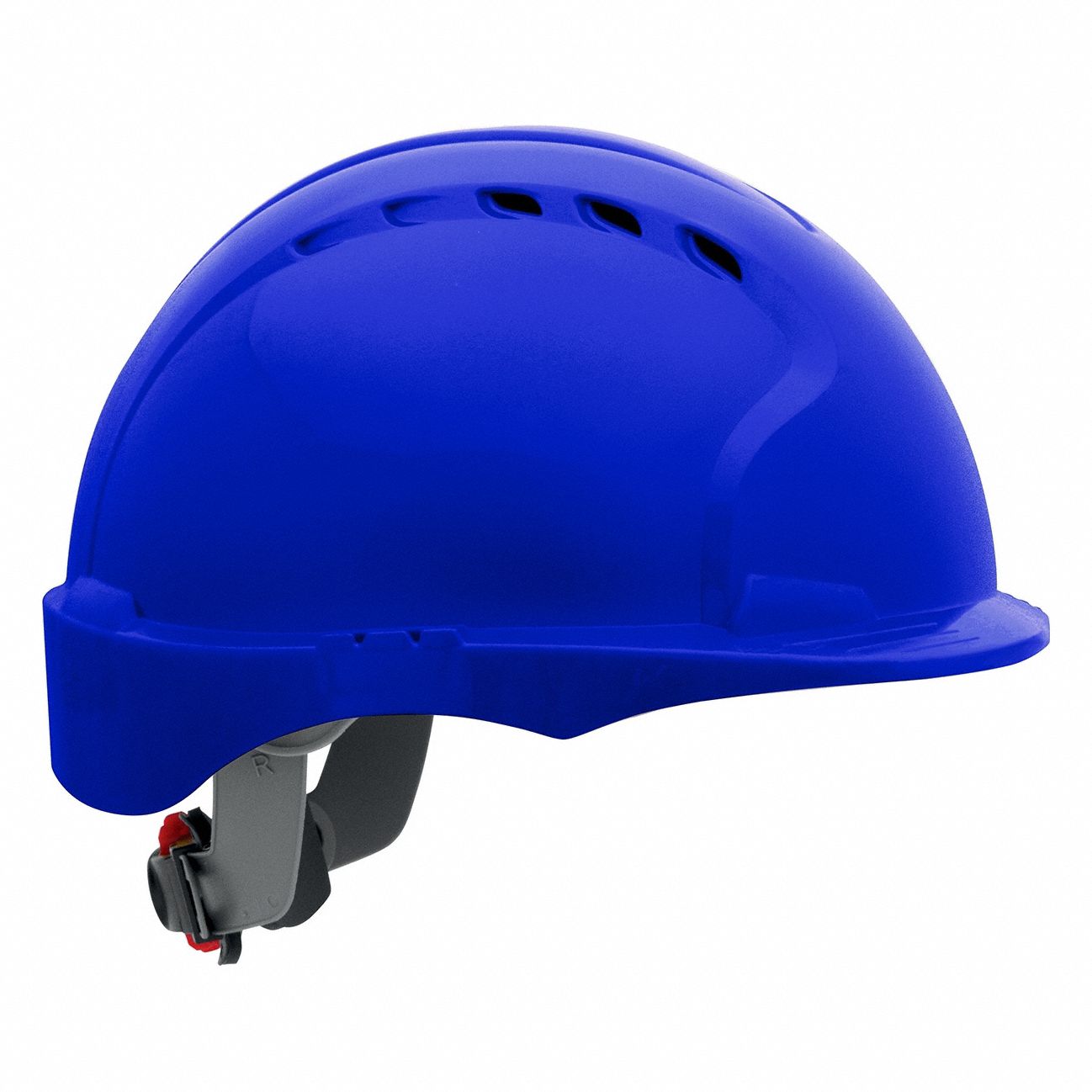 Hard Hat: Blue, No Graphics, Ratchet (6-Point), Ratchet, Polyethylene, PIP, Solid, JSP, Ratchet