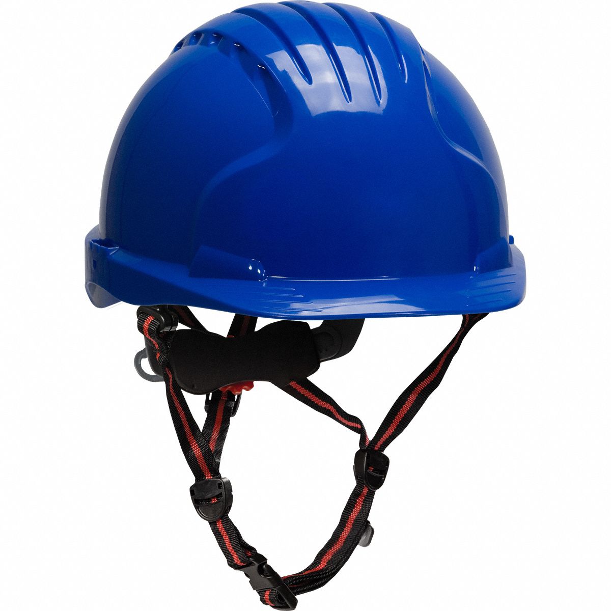 Safety Helmet: Blue, No Graphics, Ratchet (6-Point), Ratchet, Polyethylene, PIP, Solid, JSP
