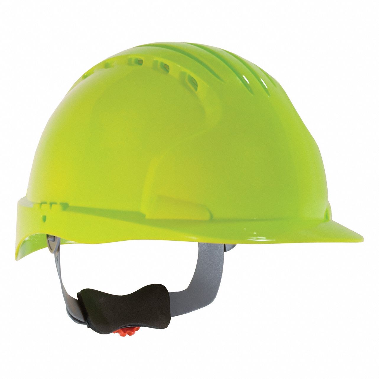 Hard Hat: Yellow, No Graphics, Ratchet (6-Point), Ratchet, Polyethylene, PIP, Solid, JSP, Yellow